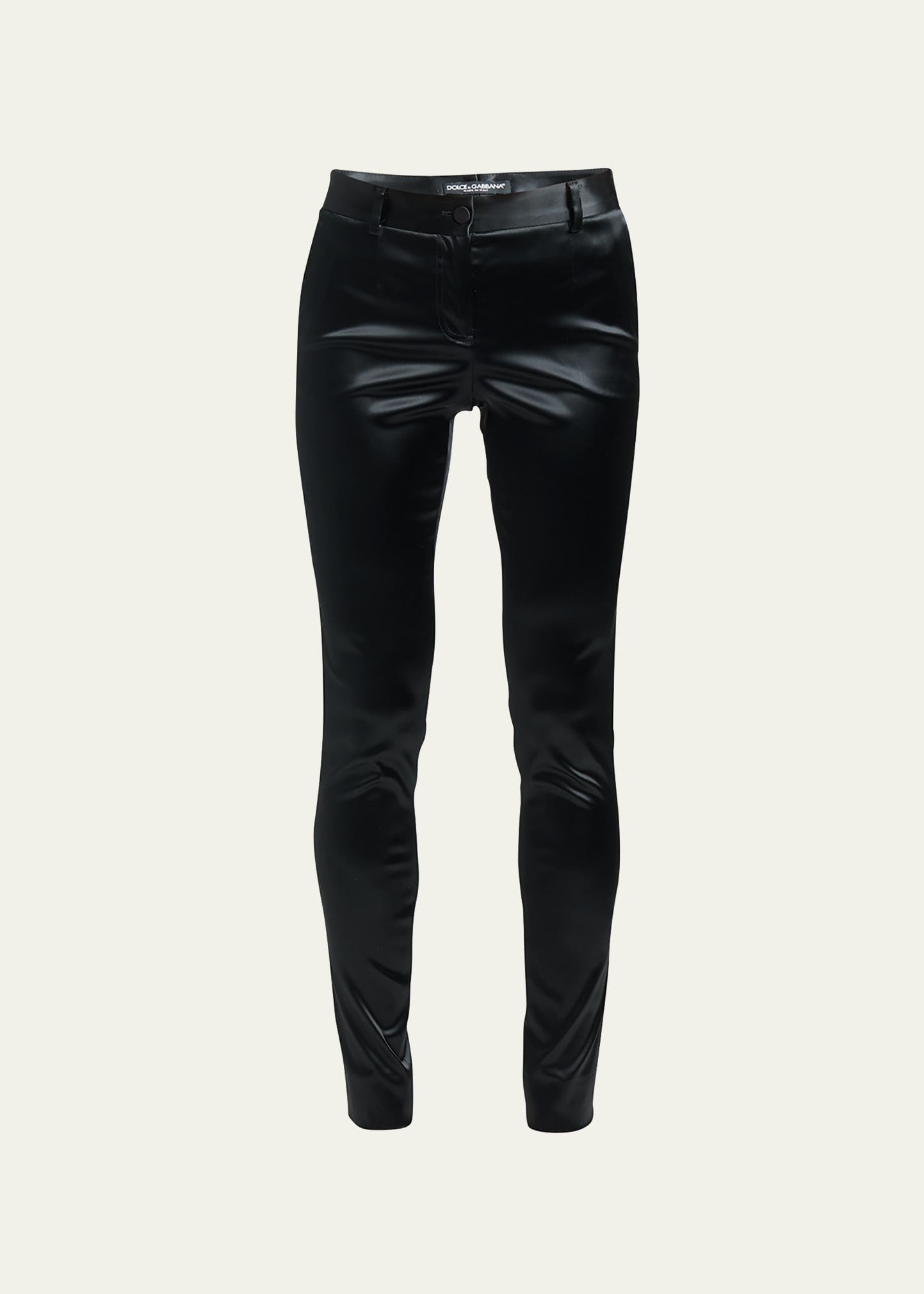Shop Dolce & Gabbana Skinny-leg Stretch Satin Pants In Black
