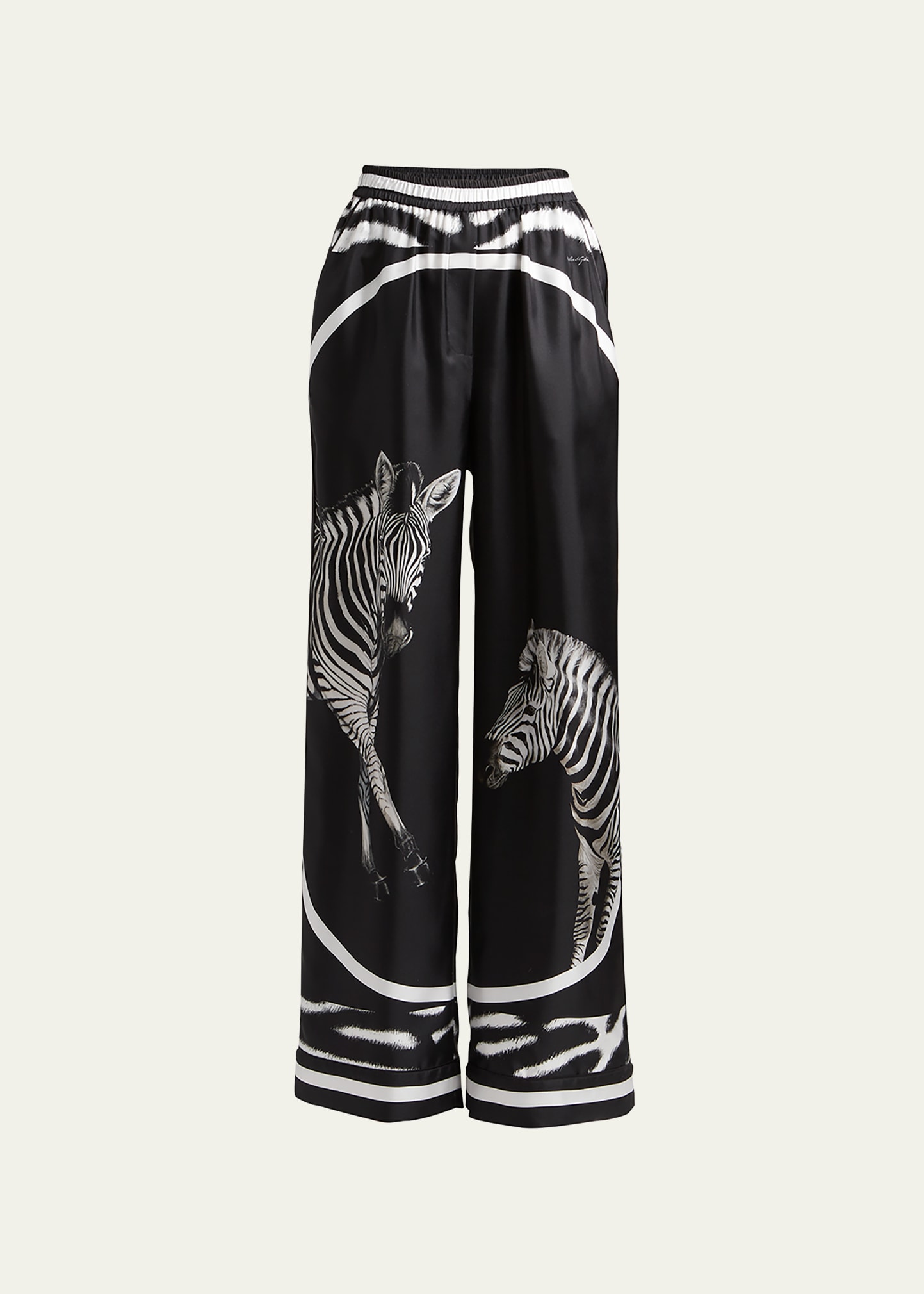 Dolce & Gabbana Zebra-print Silk Twill Pajama Pants In Black