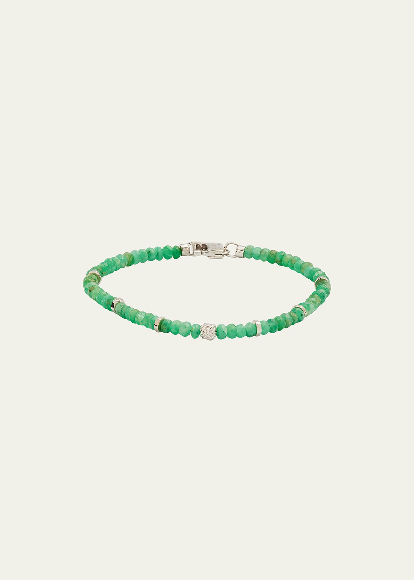 Tateossian Men's Nodo Beaded Emerald Bracelet, Large In Green