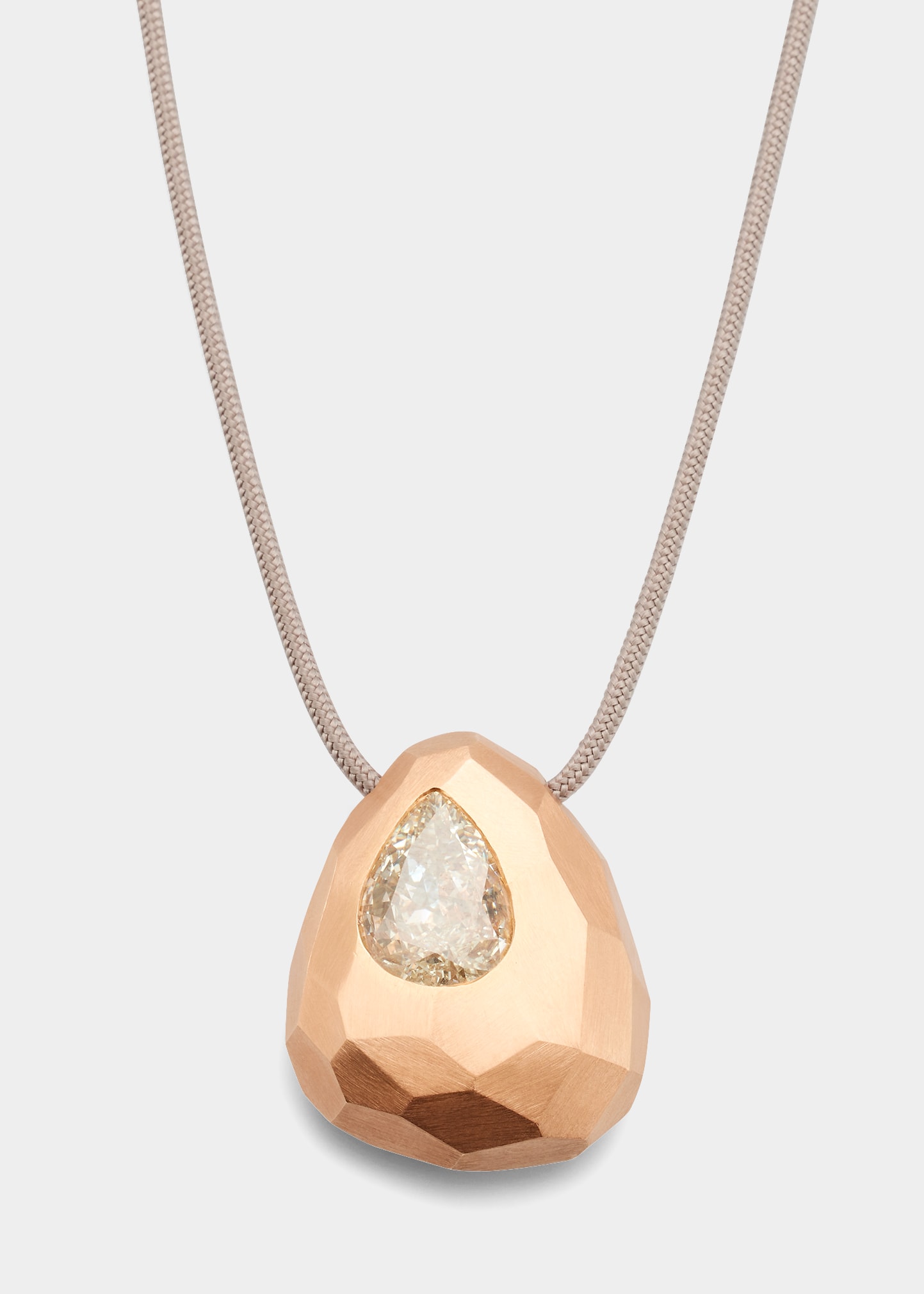 Pebble Necklace in Rose Gold with a Pear Shaped Diamond