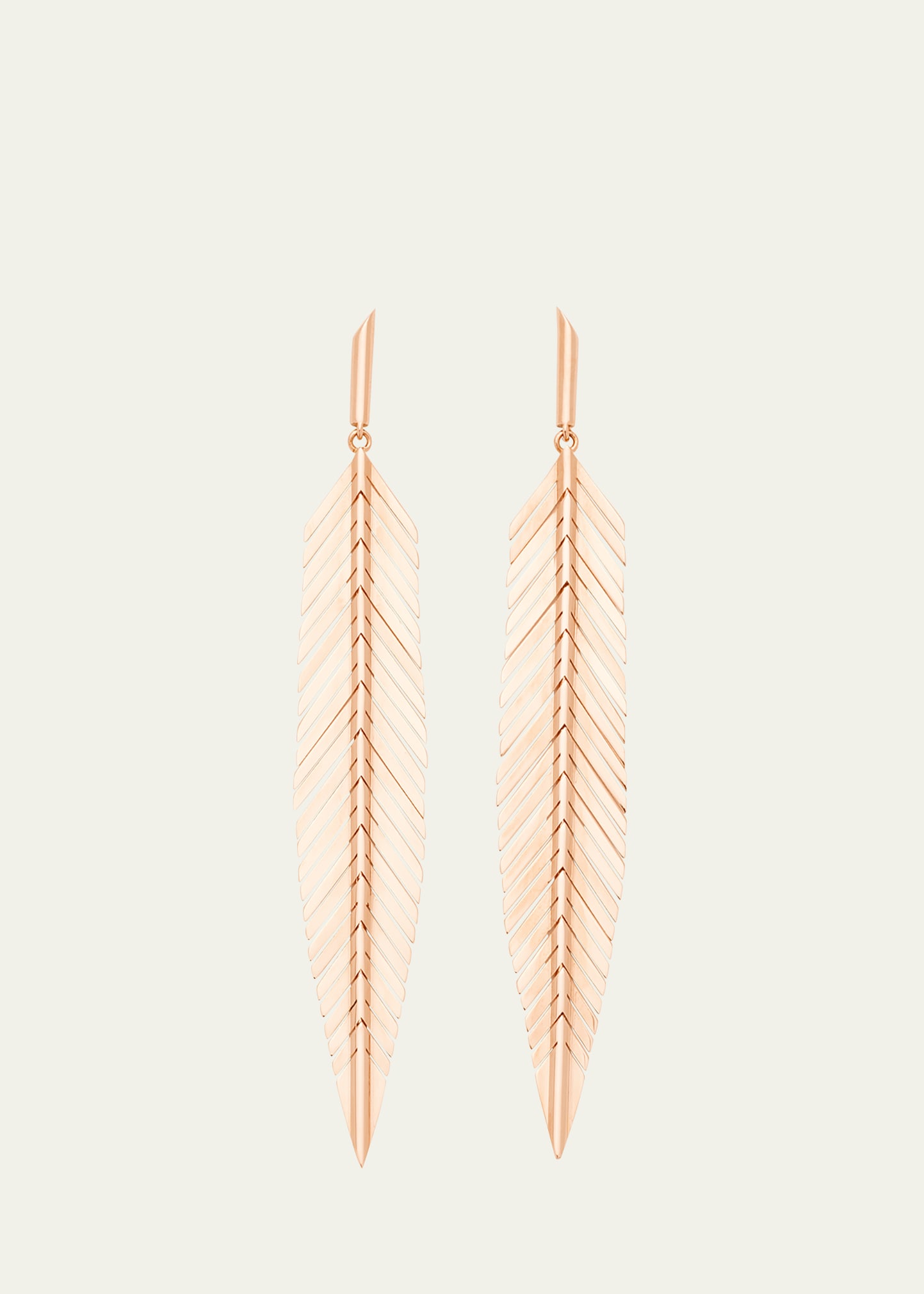 CADAR Medium Feather Drop Earrings in Rose Gold