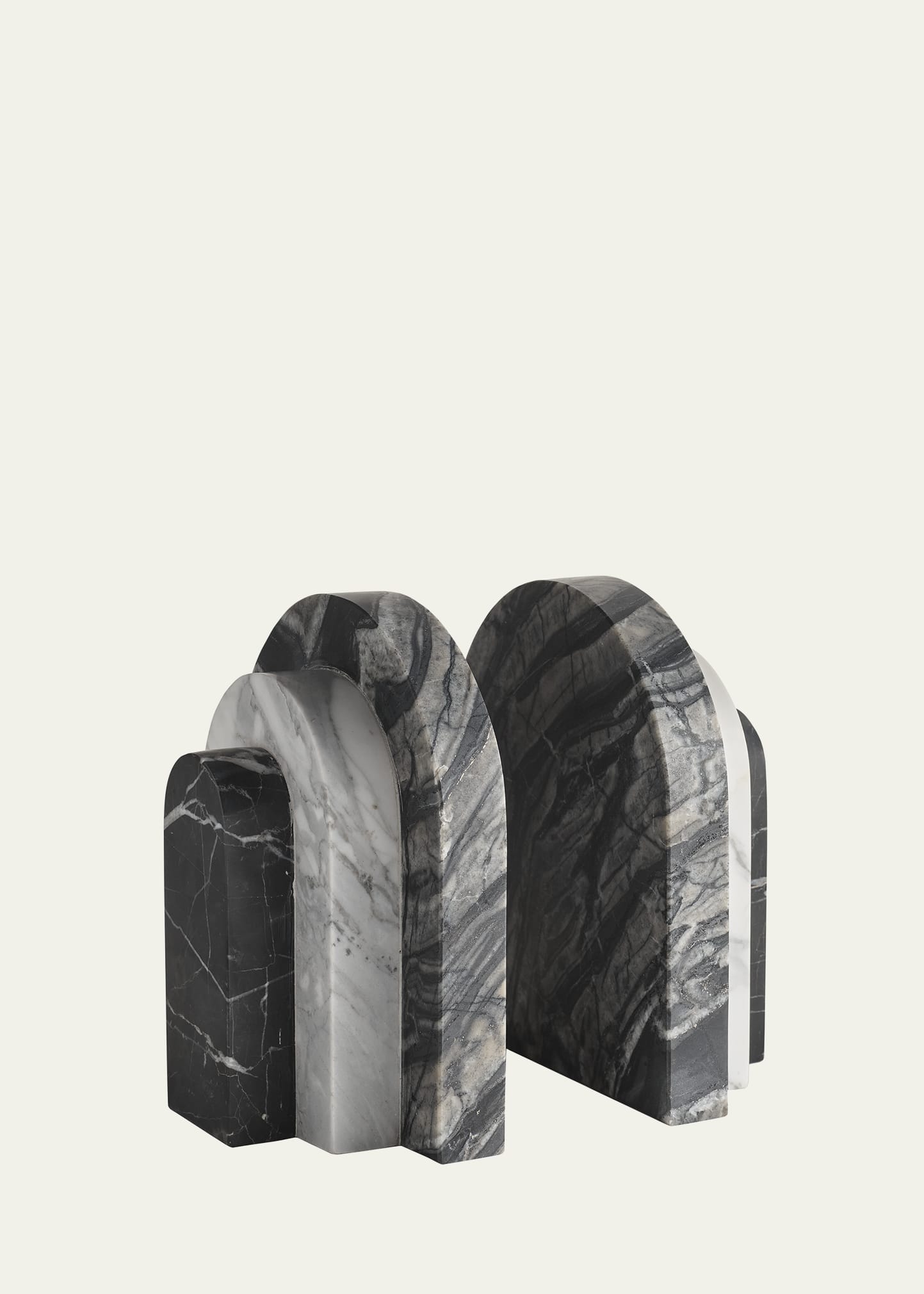 Greg Natale Palazzo Marble Bookends, Set Of 2 In Jurassic/nero