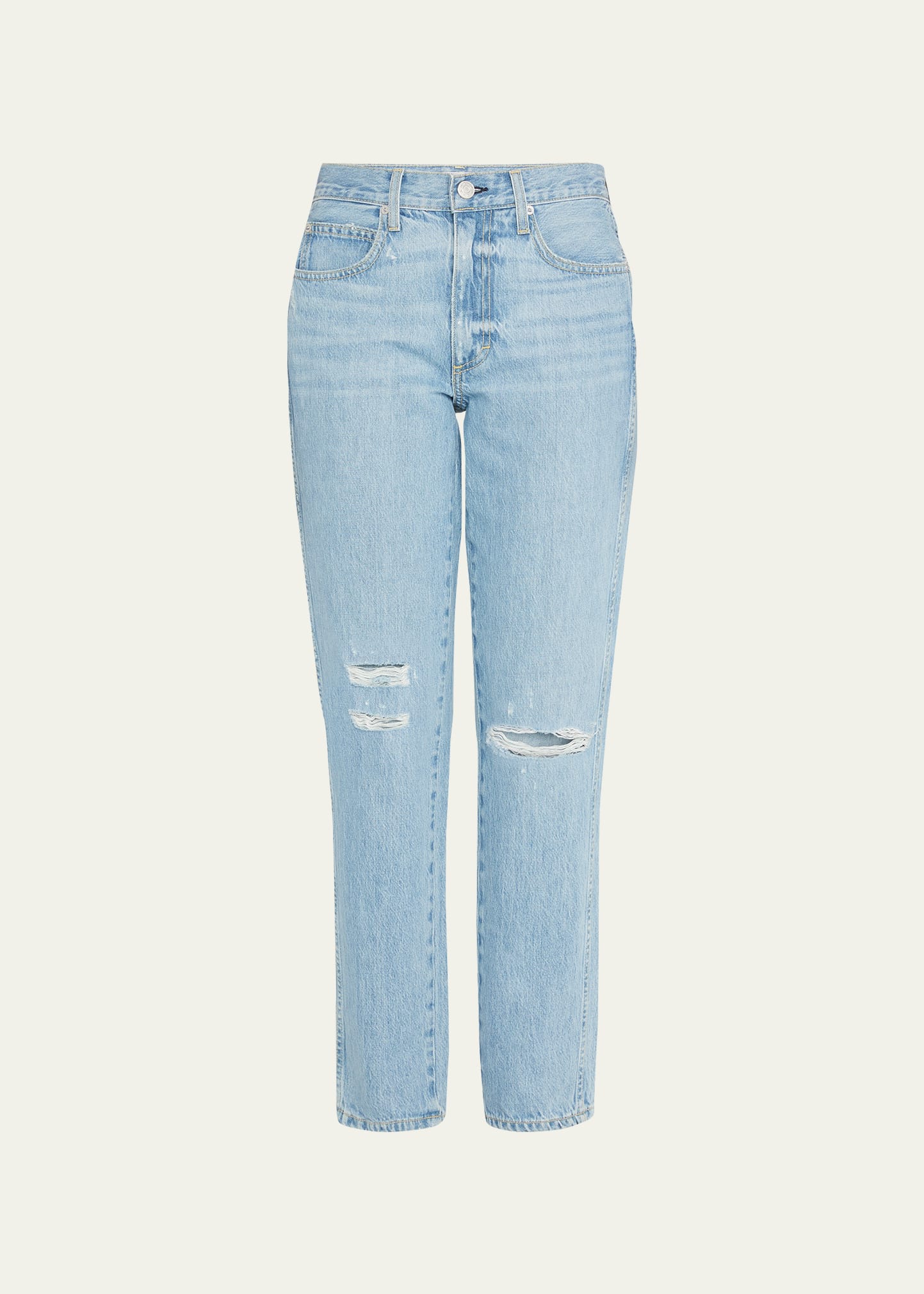 Amo Denim The Low Down Distressed Straight-leg Jeans In Exhale
