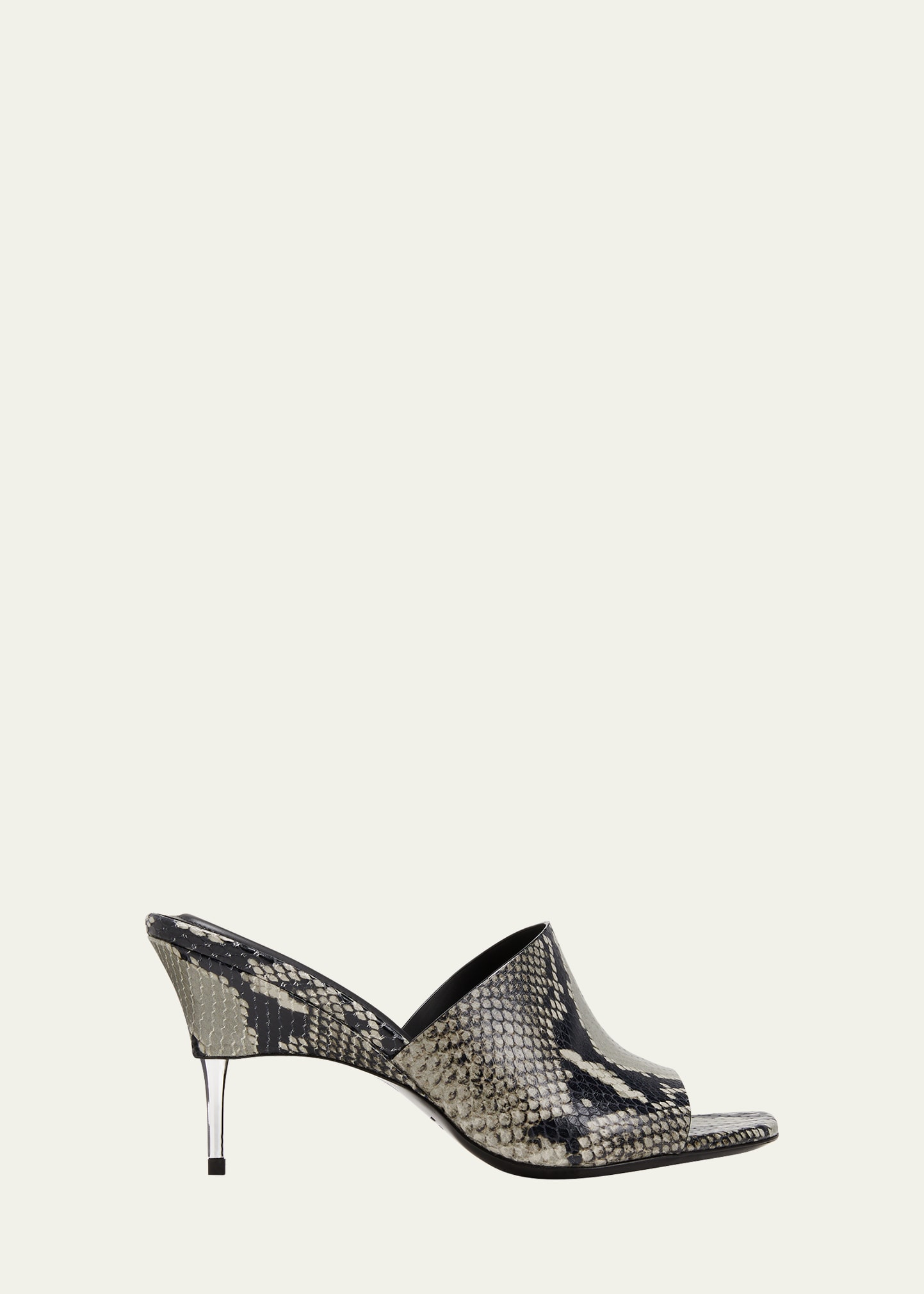 Python-Embossed Stiletto Mule Sandals