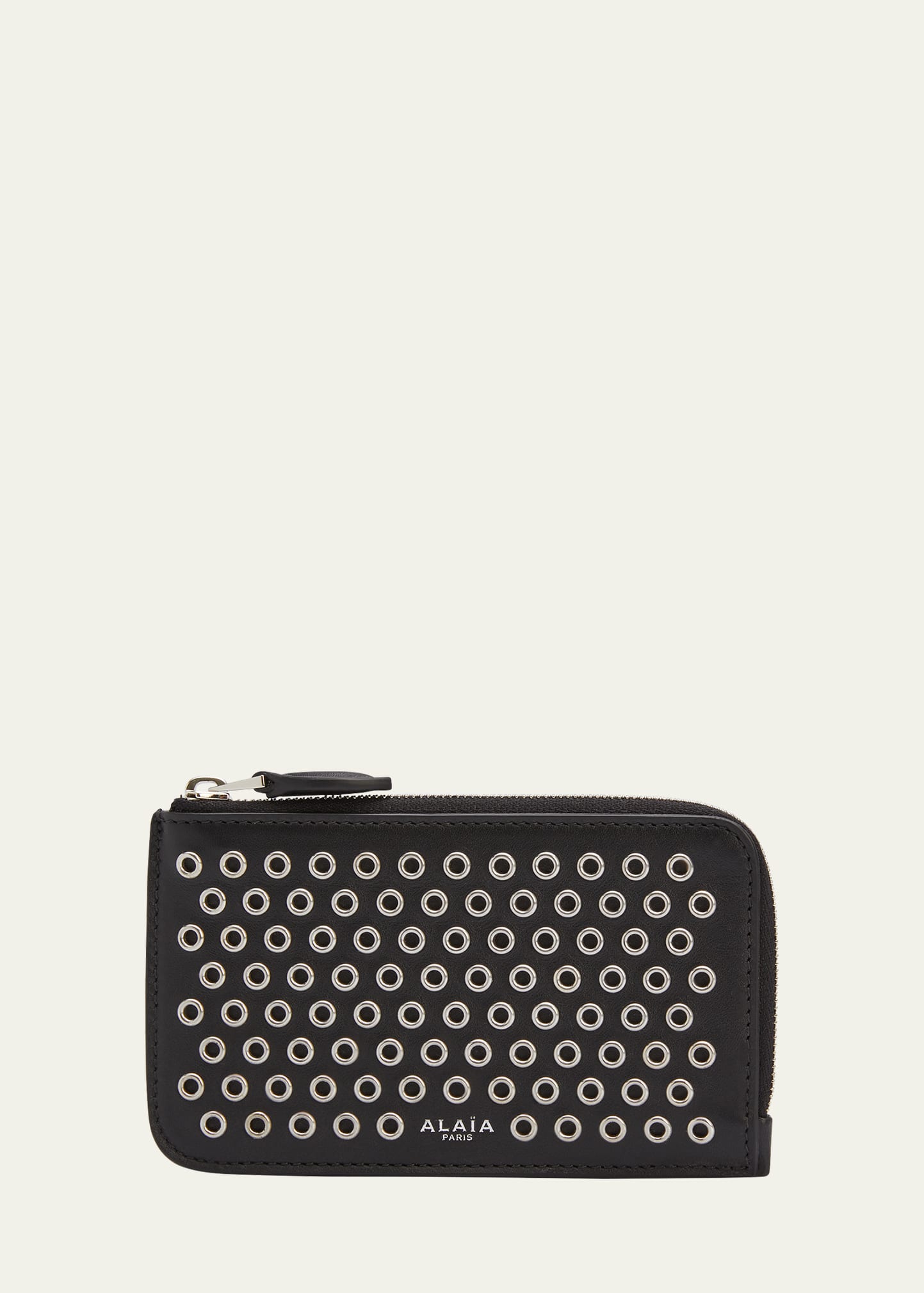 Small Eyelet Zip Leather Card Case