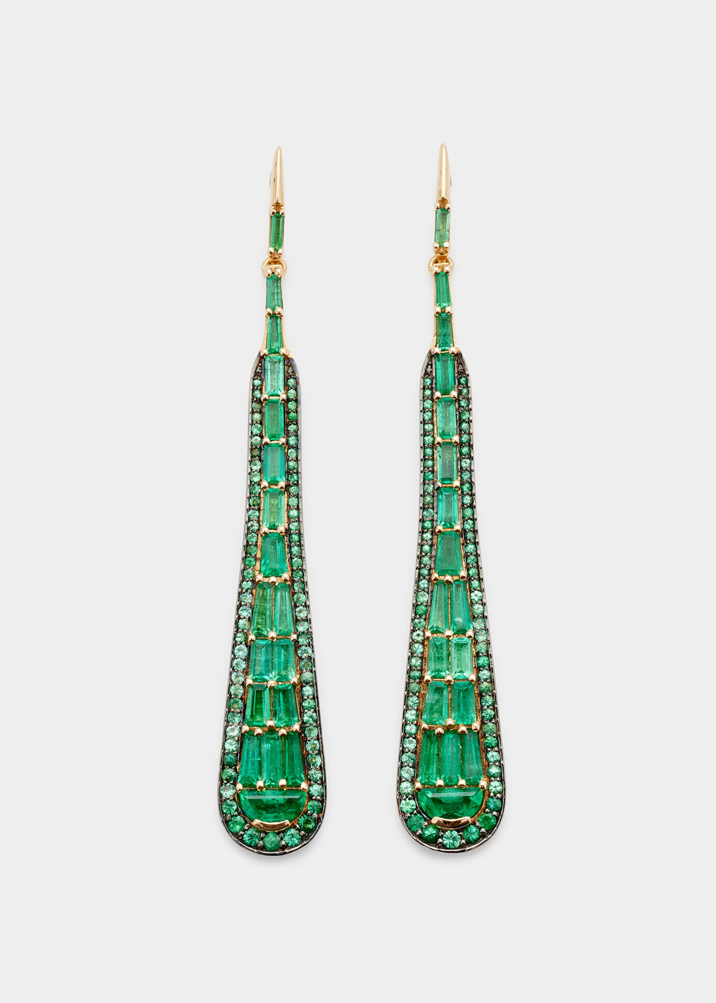 Nak Armstrong Large Oar Earrings With Emeralds And Recycled Rose Gold In Rg