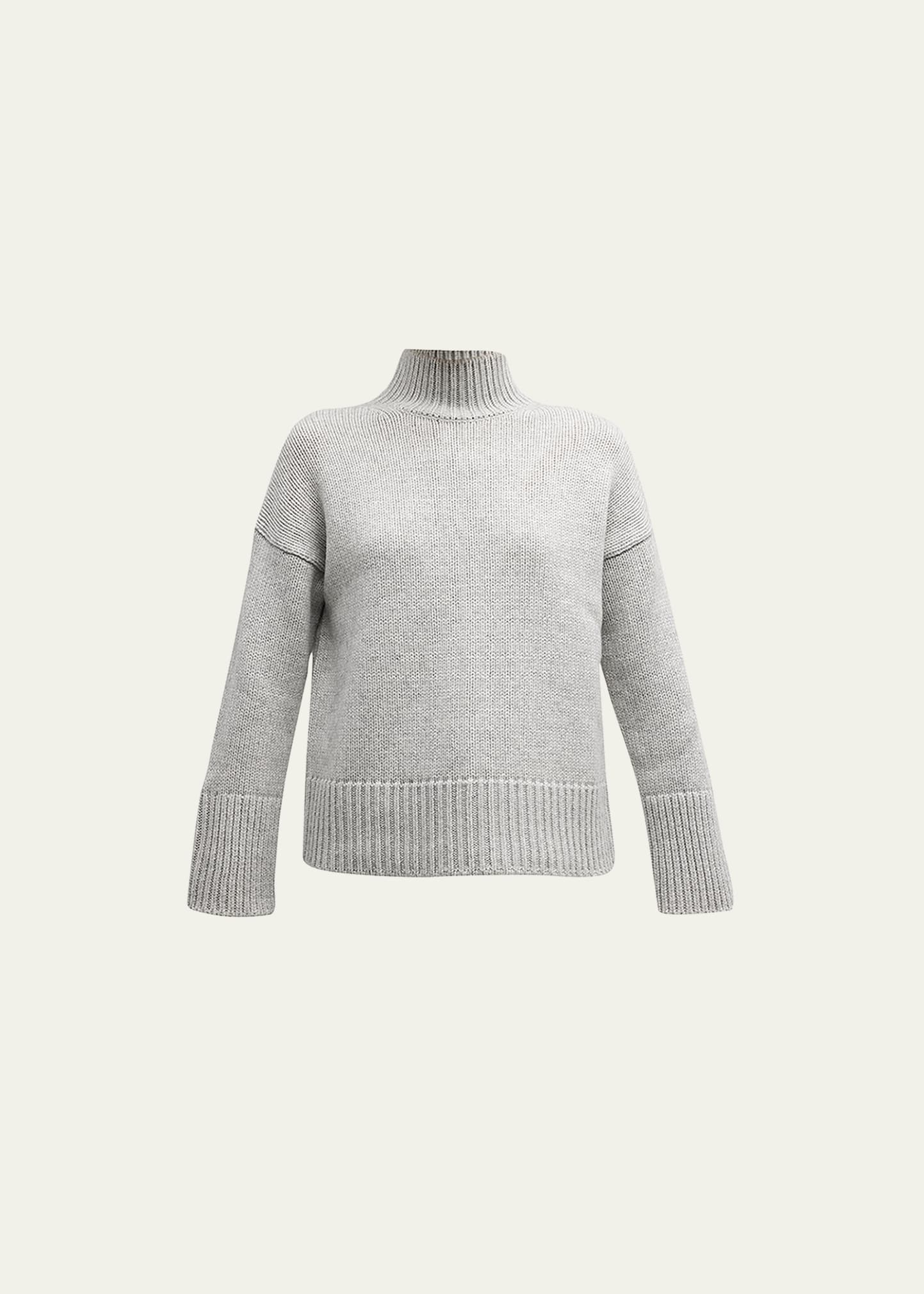 Vince Ribbed Mock-Neck Drop-Shoulder Sweater