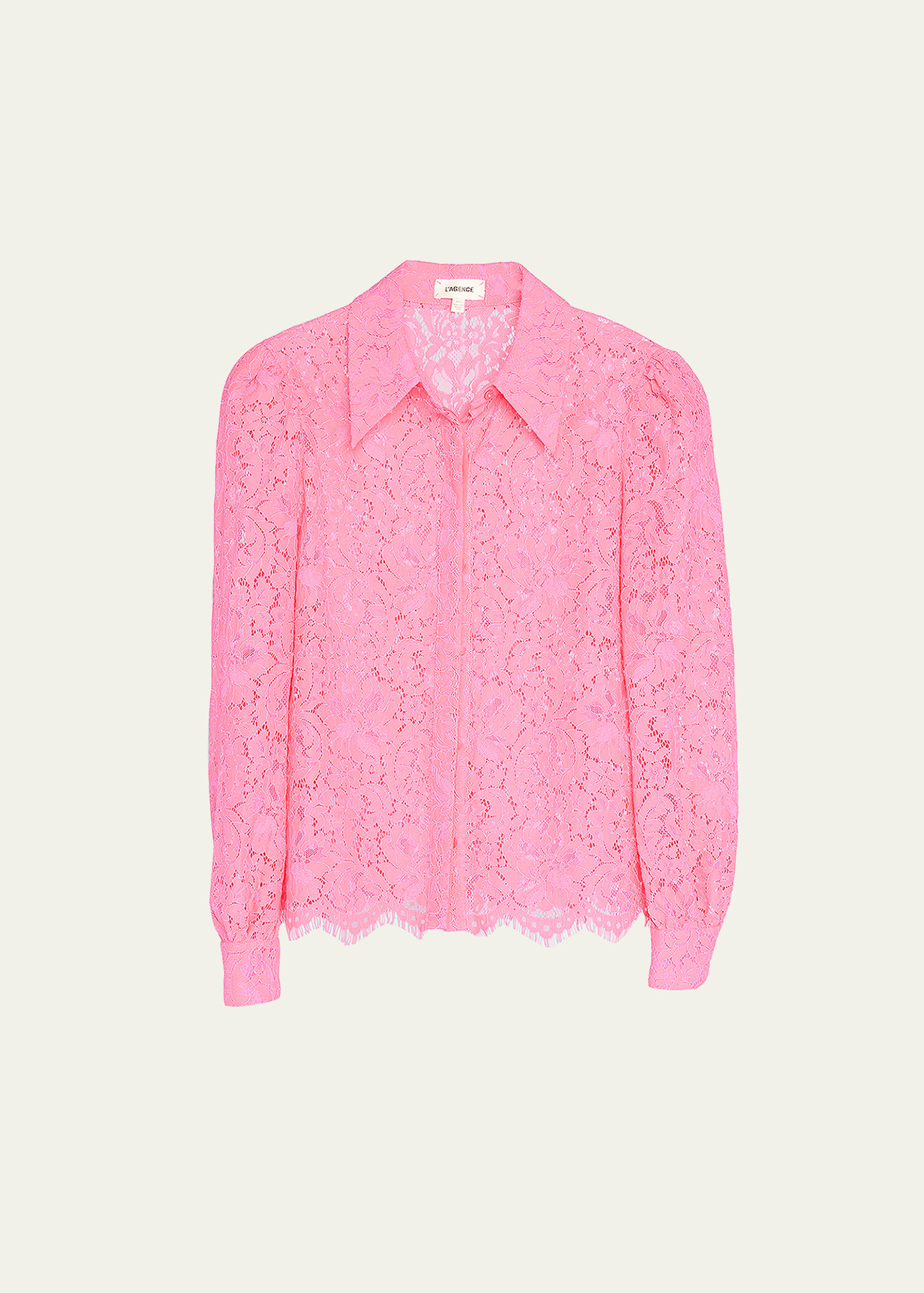 L Agence Jenica Lace Long-puffed Sleeve Blouse In Ros