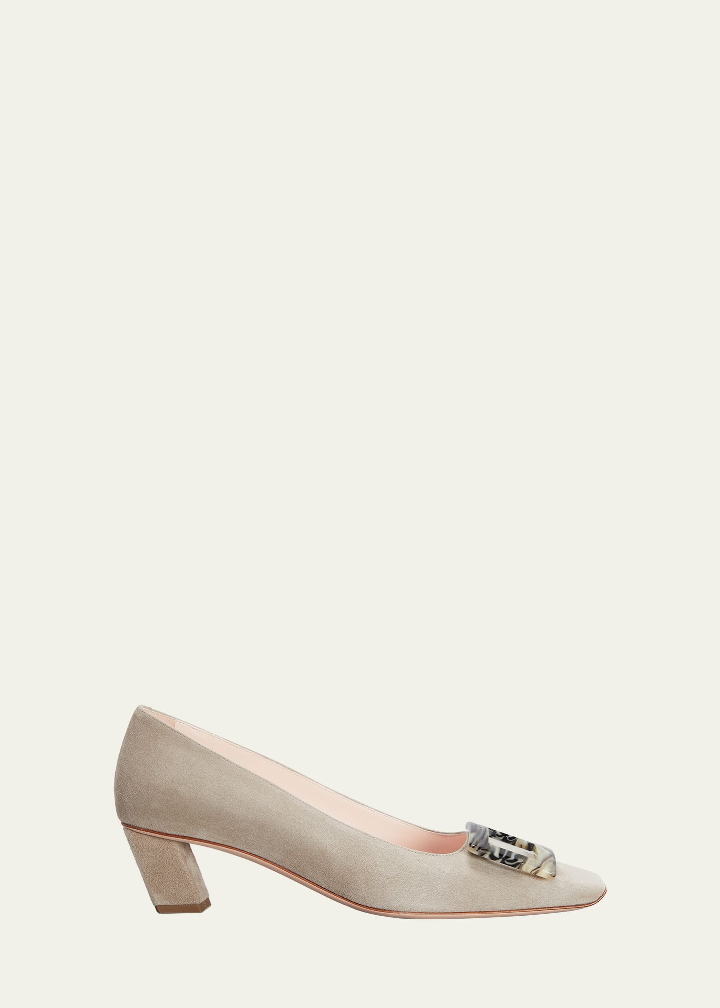 Roger Vivier Belle Vivier Suede Buckle Pumps In Lt Brown