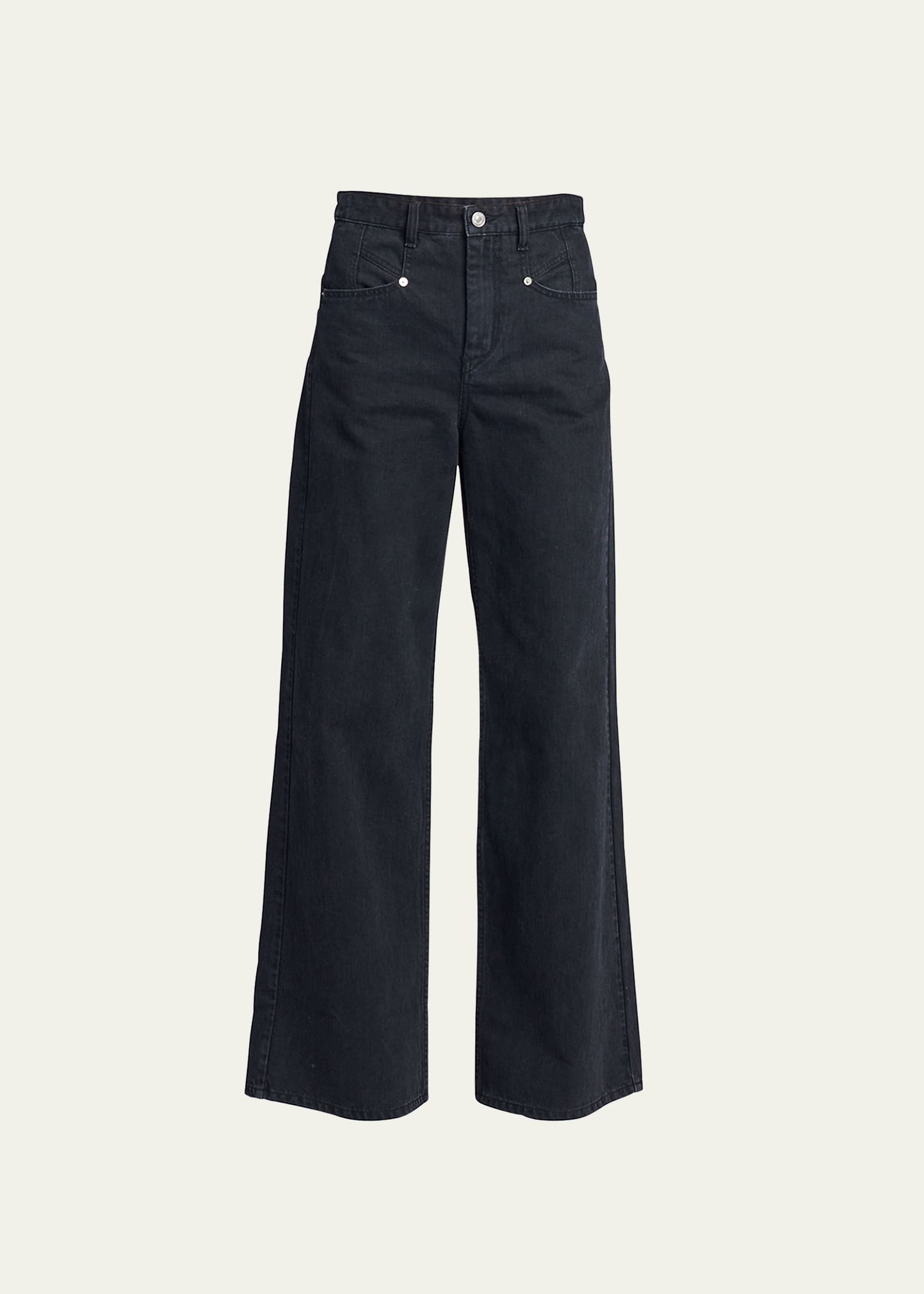 Shop Isabel Marant Lemony Wide-leg Denim Pants In Black