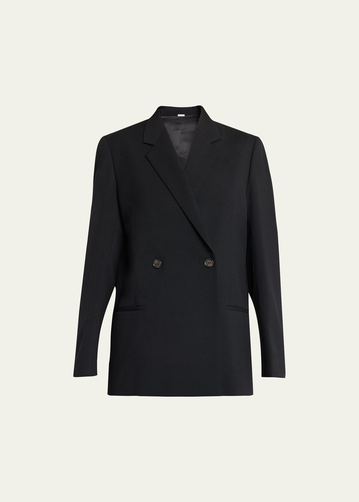 Totême Loreo Oversized Double-breasted Woven Blazer In Black