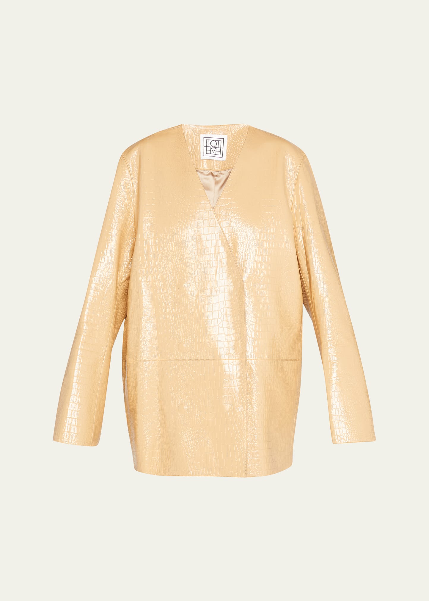 Totême Crocodile-embossed Single-breasted Blazer In Light Beige