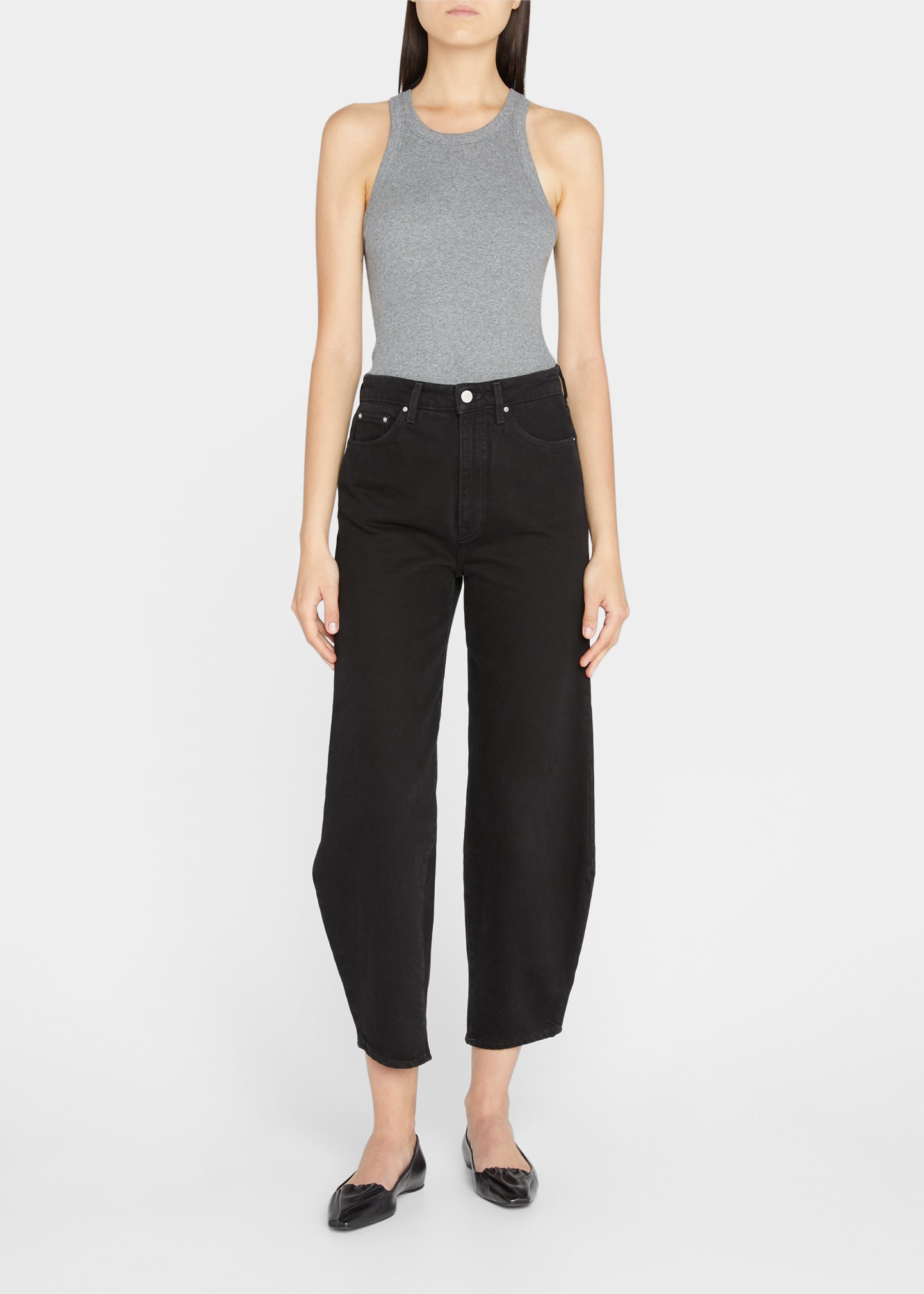 Totême Espera Rib Stretch Organic Cotton Tank In Grey Melange 350