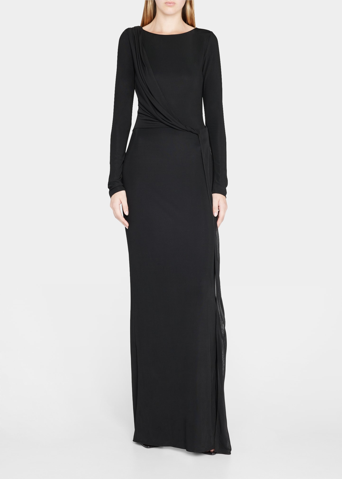 Tom Ford Twisted Drape Column Gown In Black | ModeSens