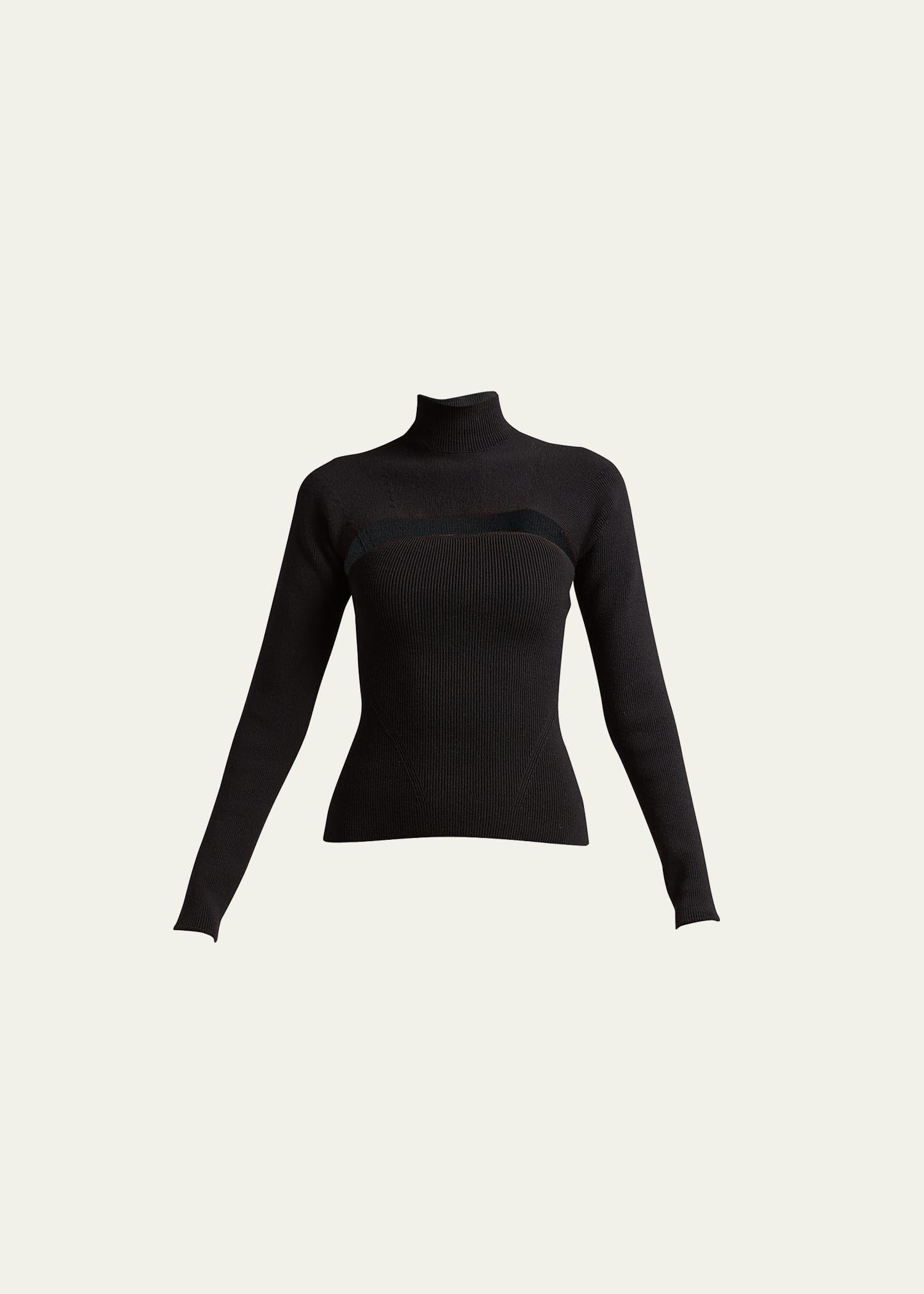Tom Ford Cropped Ribbed Wool-blend Turtleneck And Strapless Top Set In Black