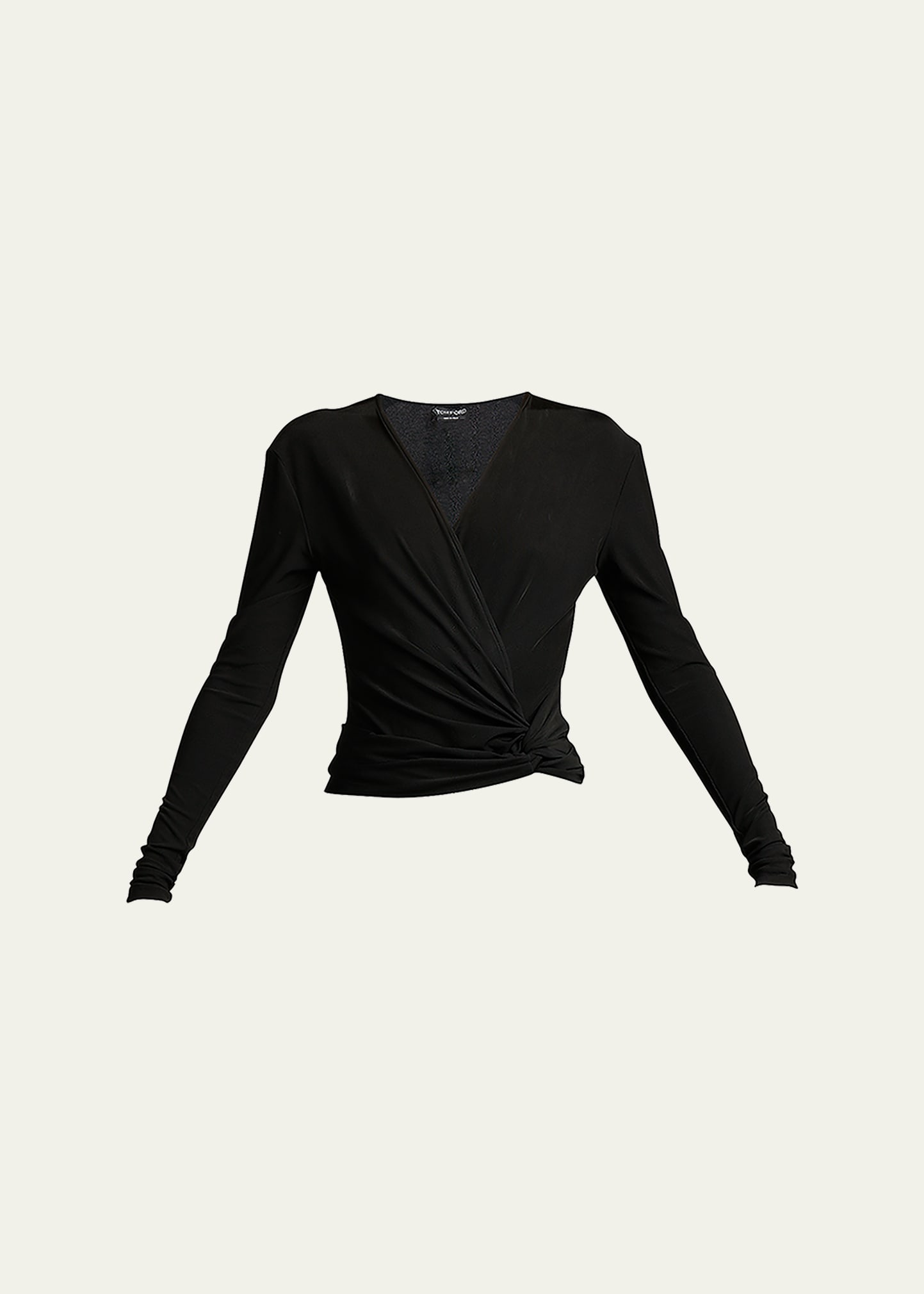 Tom Ford V-neck Jersey Side Twist Wide-leg Jumpsuit In Black