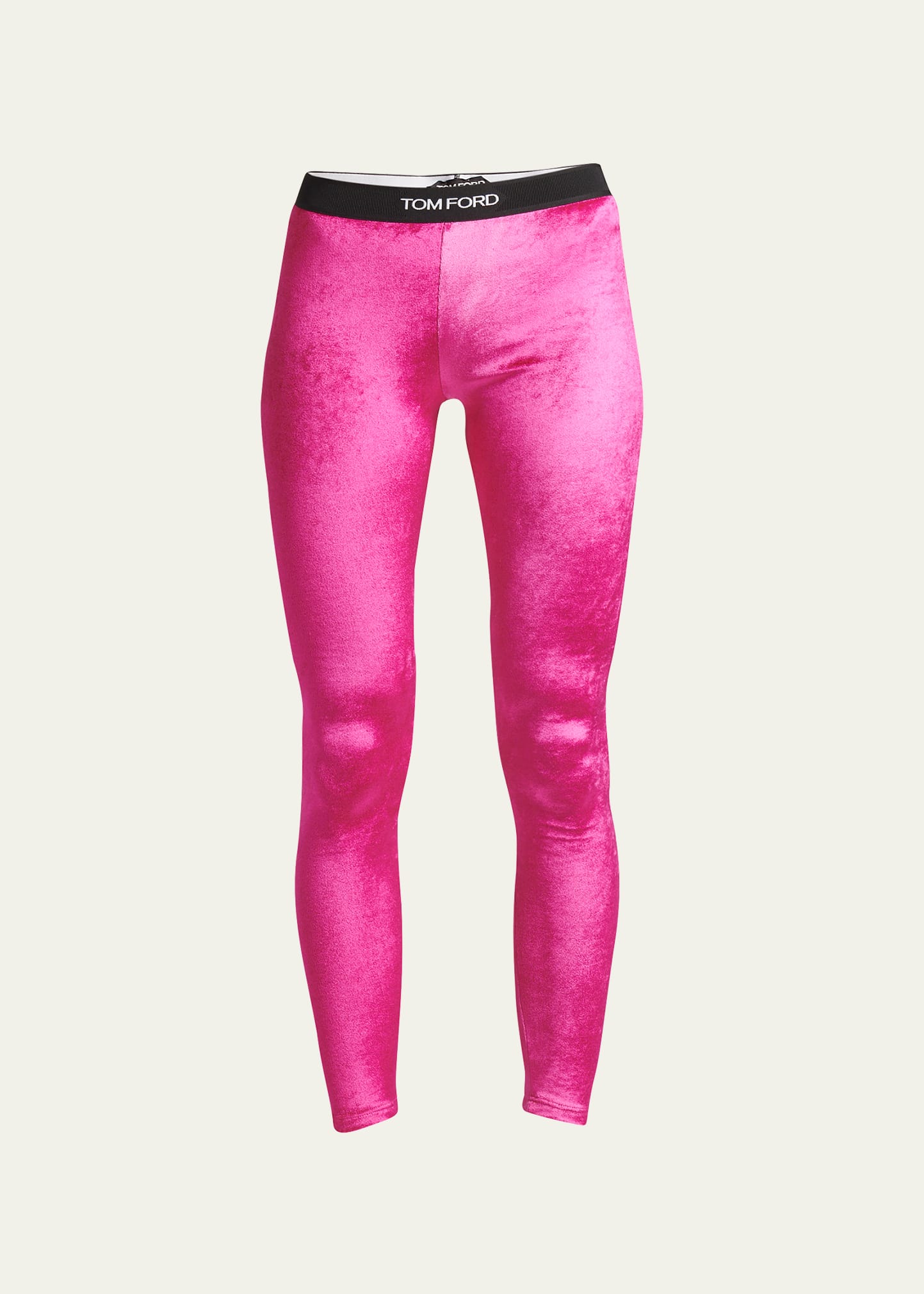 Tom Ford Stretch Velvet Signature Leggings In Raspberry
