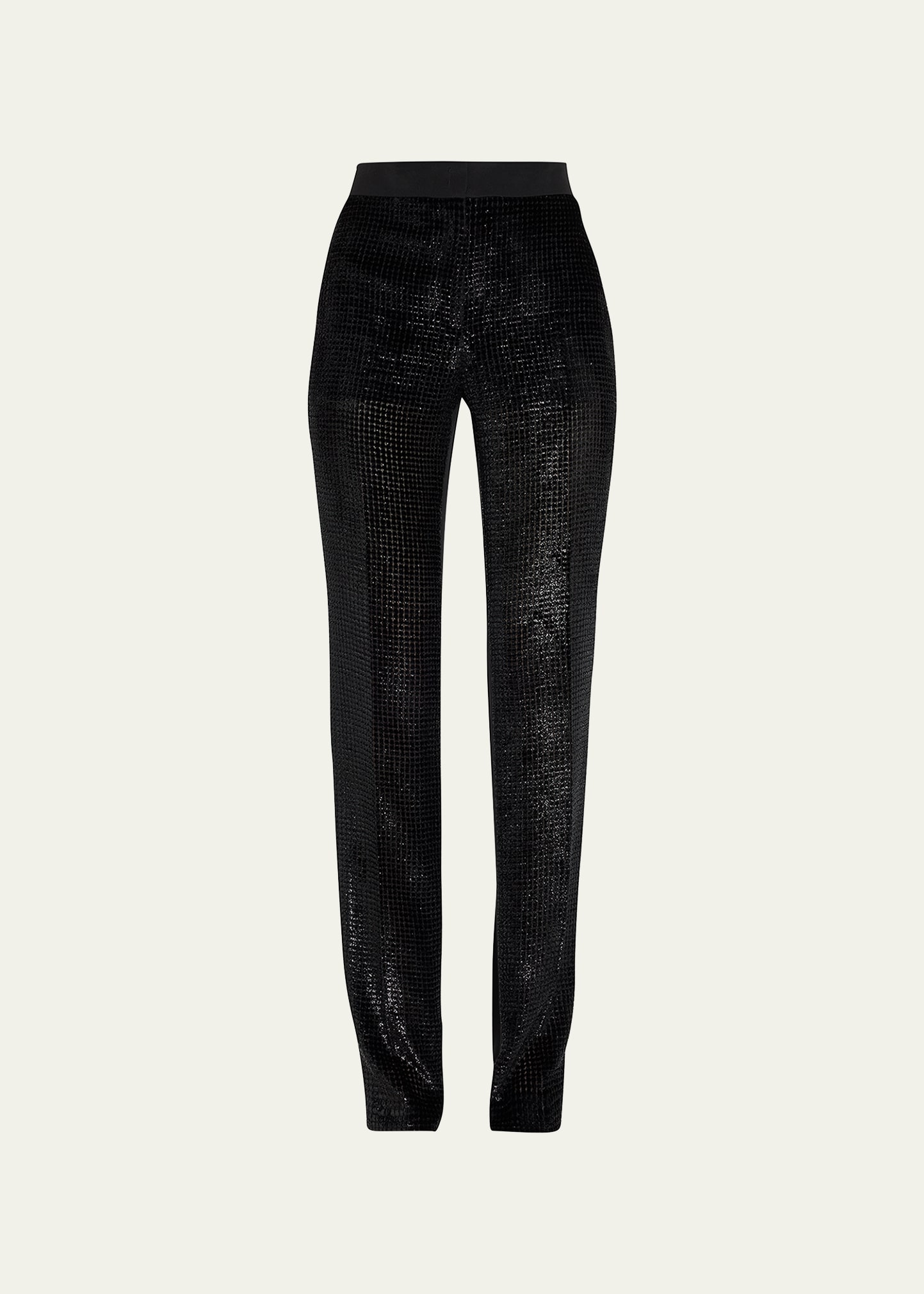 Carl Grid Devoré Straight-Leg Pants