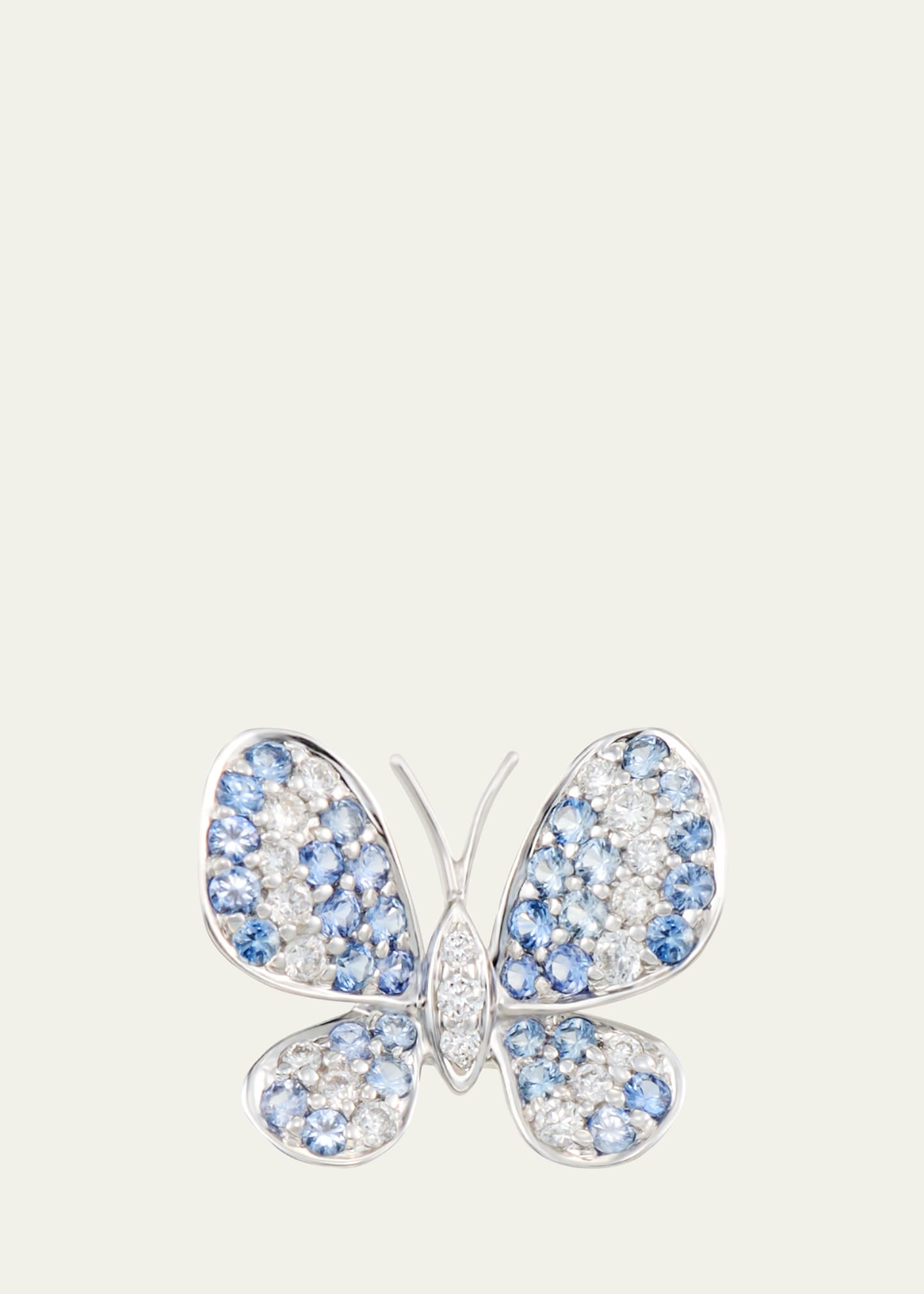 18k White Gold Flower Single Earring With Diamond And Blue Sapphire