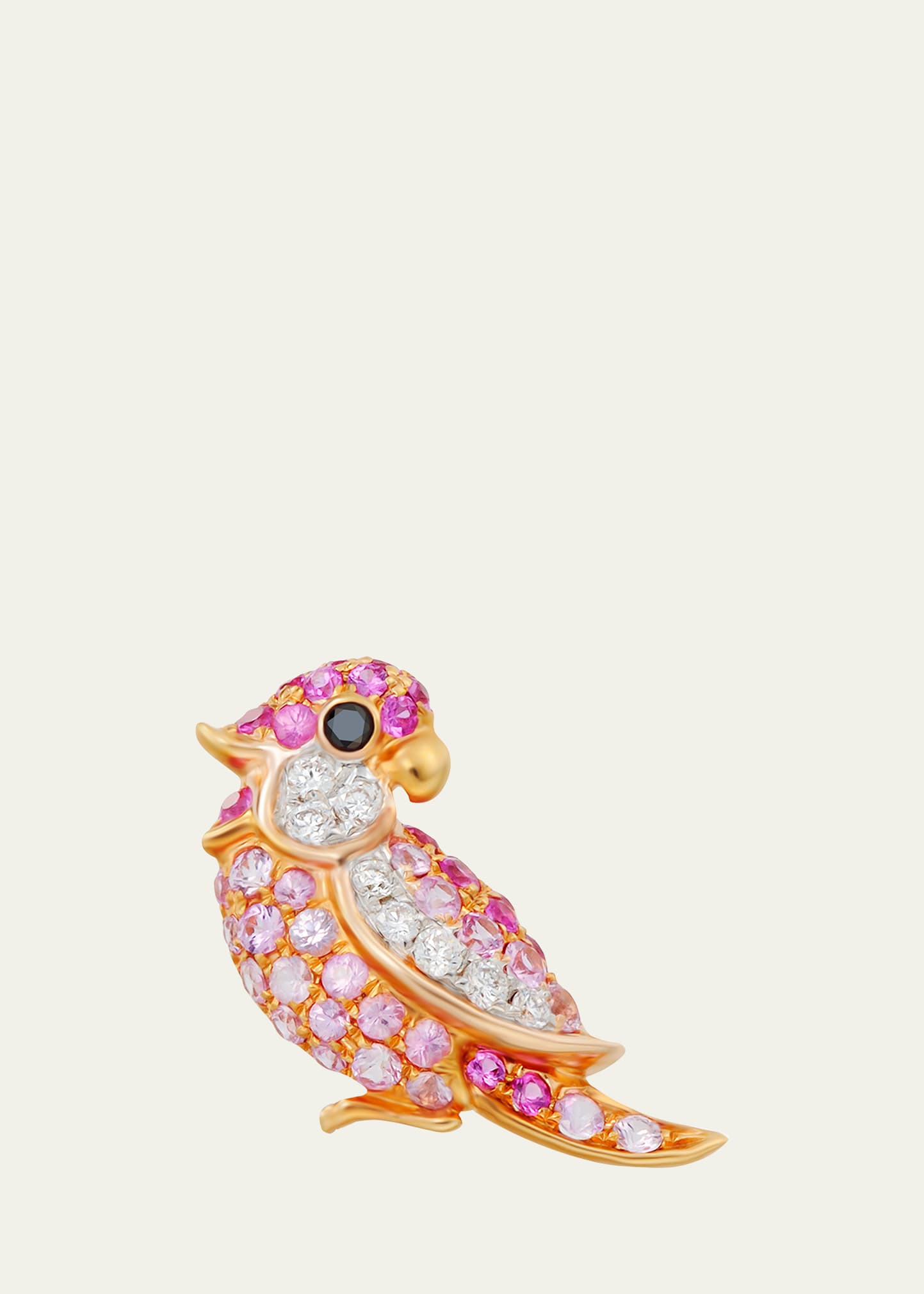 Little Bird Earring with Pink Sapphires and Diamonds, Single (Right)