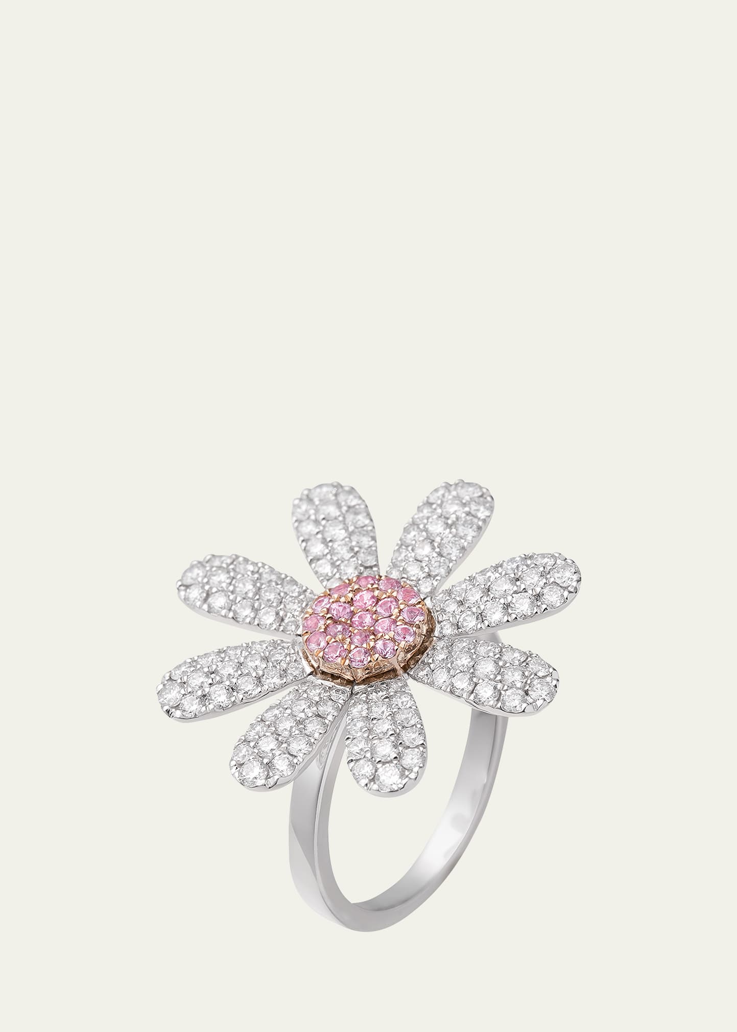 18k White Gold Margaret Ring With Pink Sapphire And Diamond