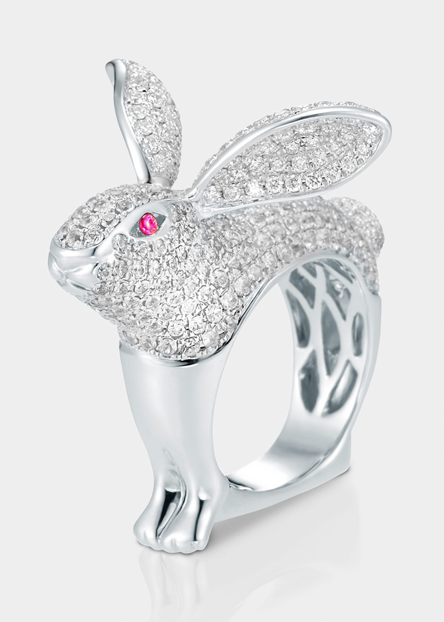Mio Harutaka 18k White Gold Diamond Bunny Ring