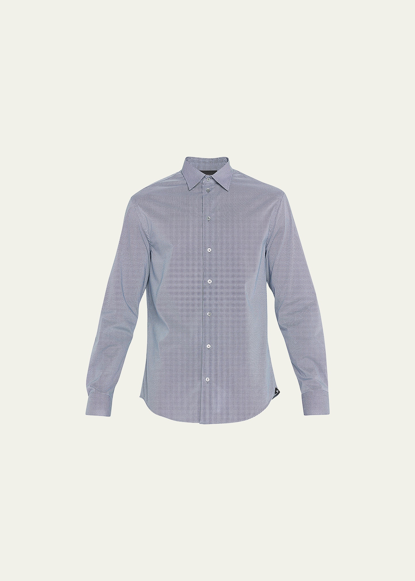 Emporio Armani Men's Cotton Micro-stripe Sport Shirt In Solid Aqua