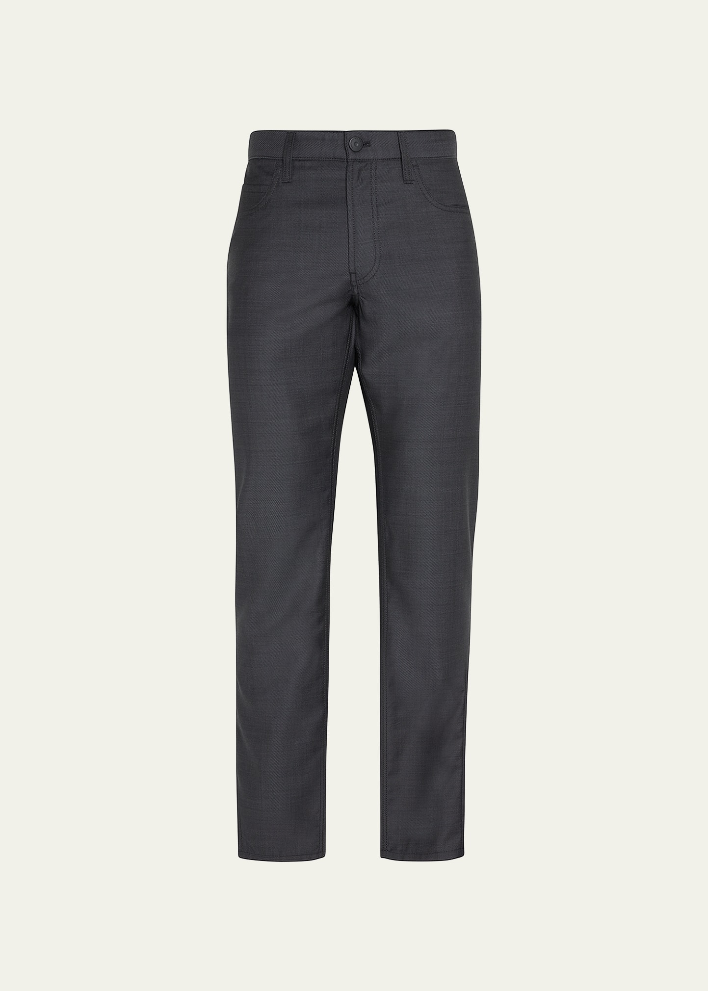 Emporio Armani Men's Five-pocket Stretch Wool Pants In Solid Dark Grey