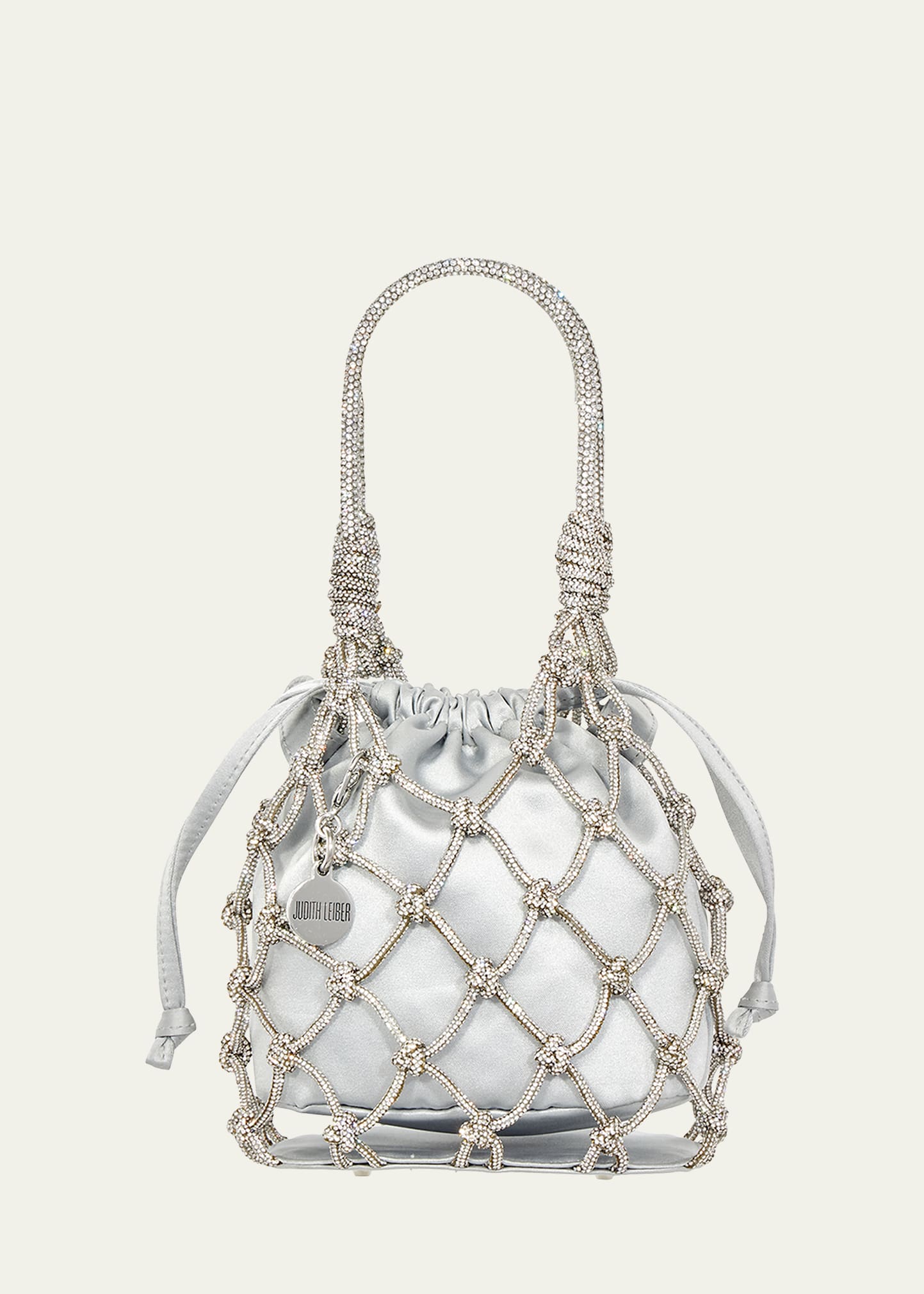 Judith Leiber Sparkle Net Clutch In Silver