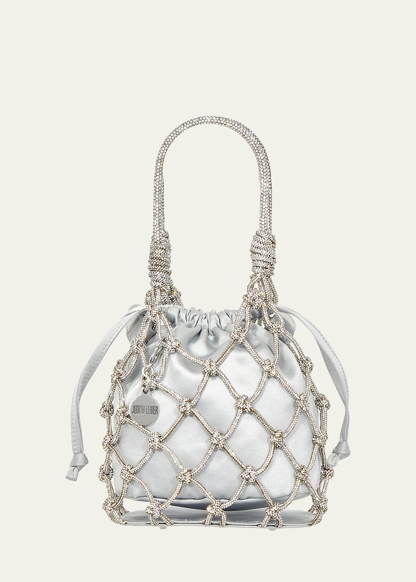 Zara Pearl Beaded Mini Bucket Bag Silver Chain Lined