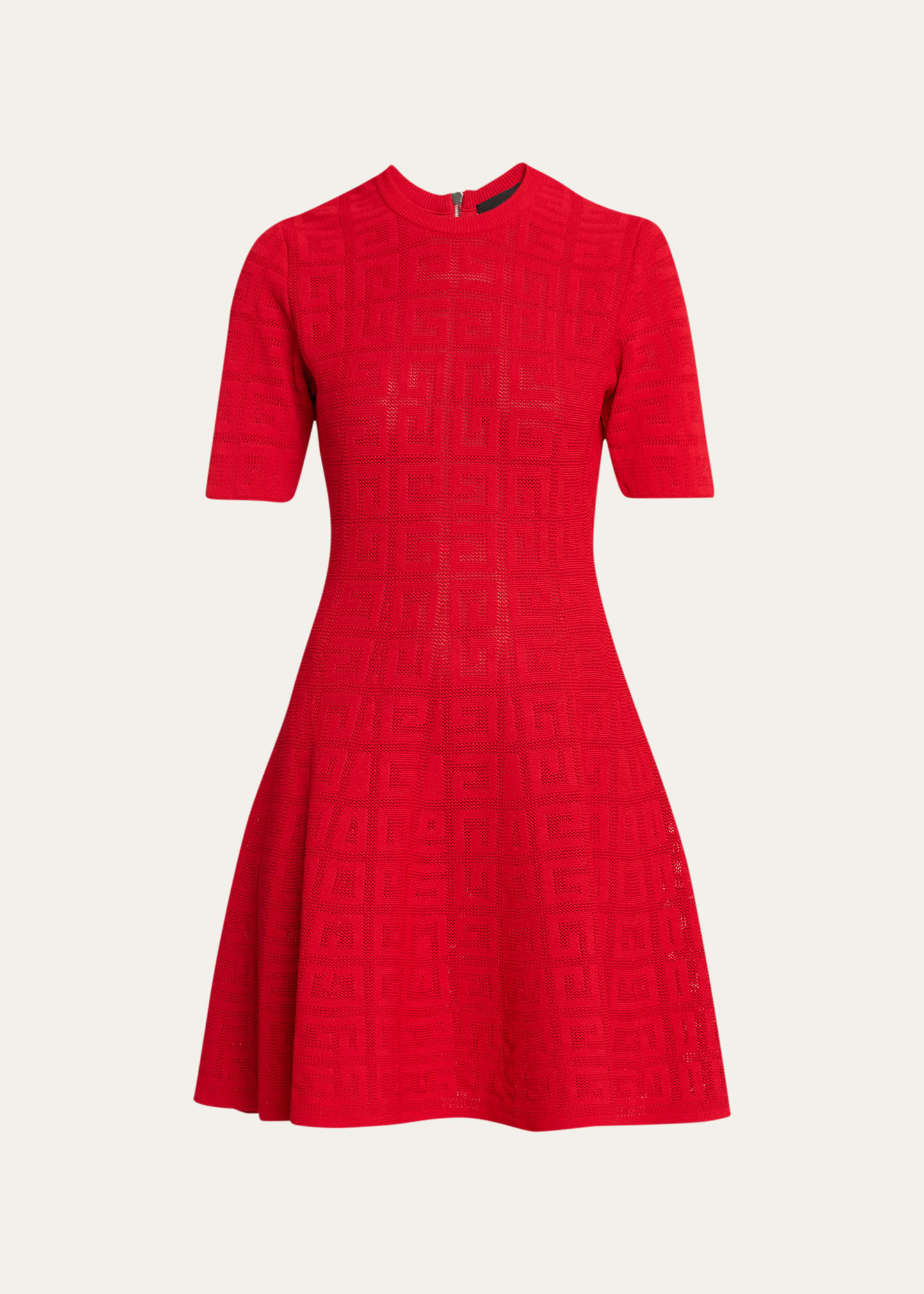 Shop Givenchy 4g Pointelle Mini Dress In Red