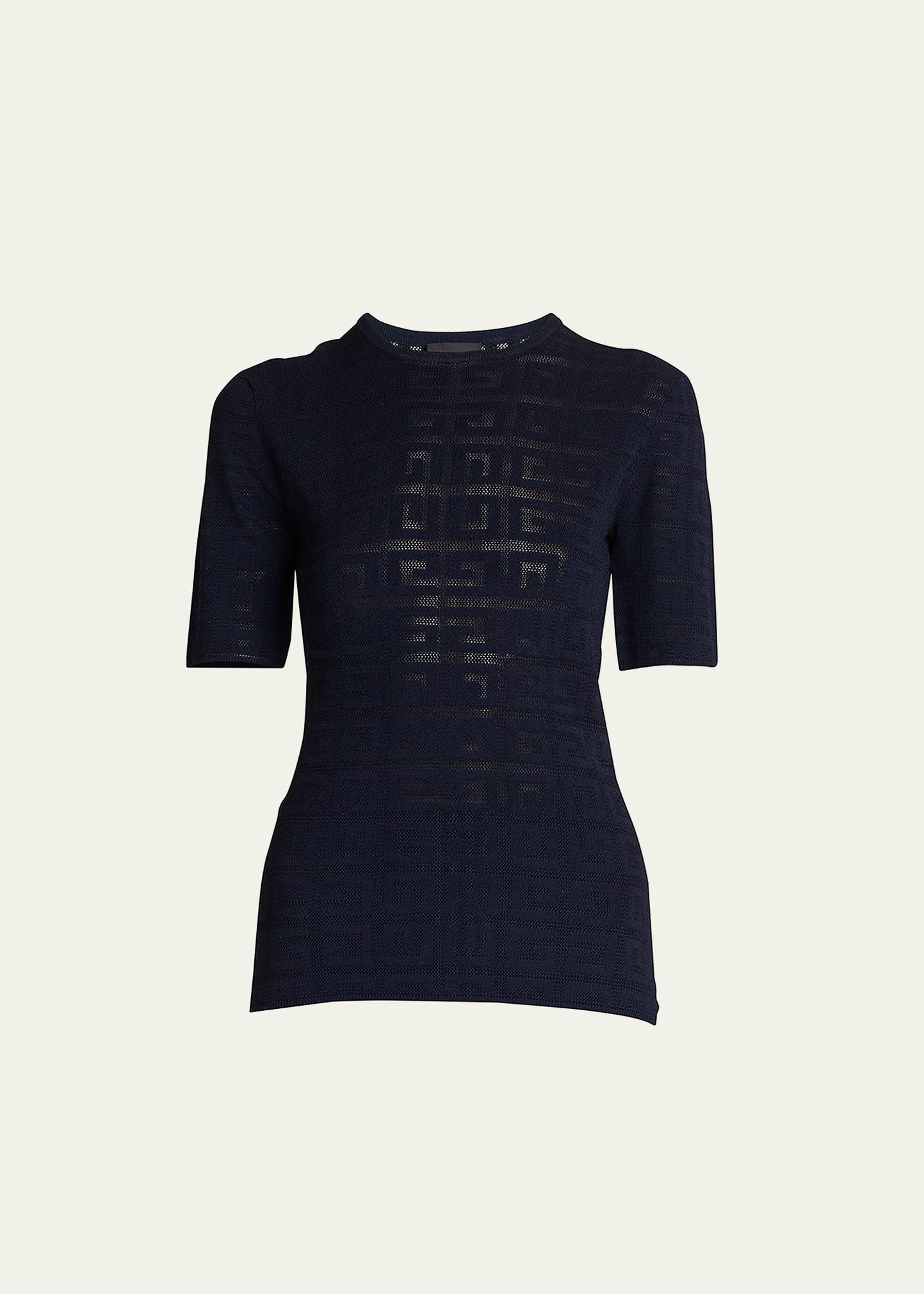 Givenchy 4g Lace Short-sleeve Sweater In Navy