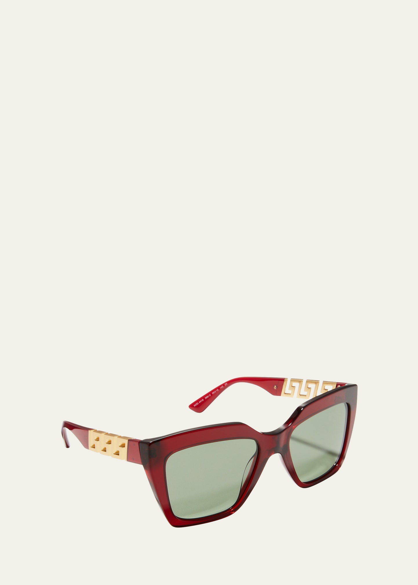 Versace Greca Chain Square Acetate Sunglasses In Transparent Red