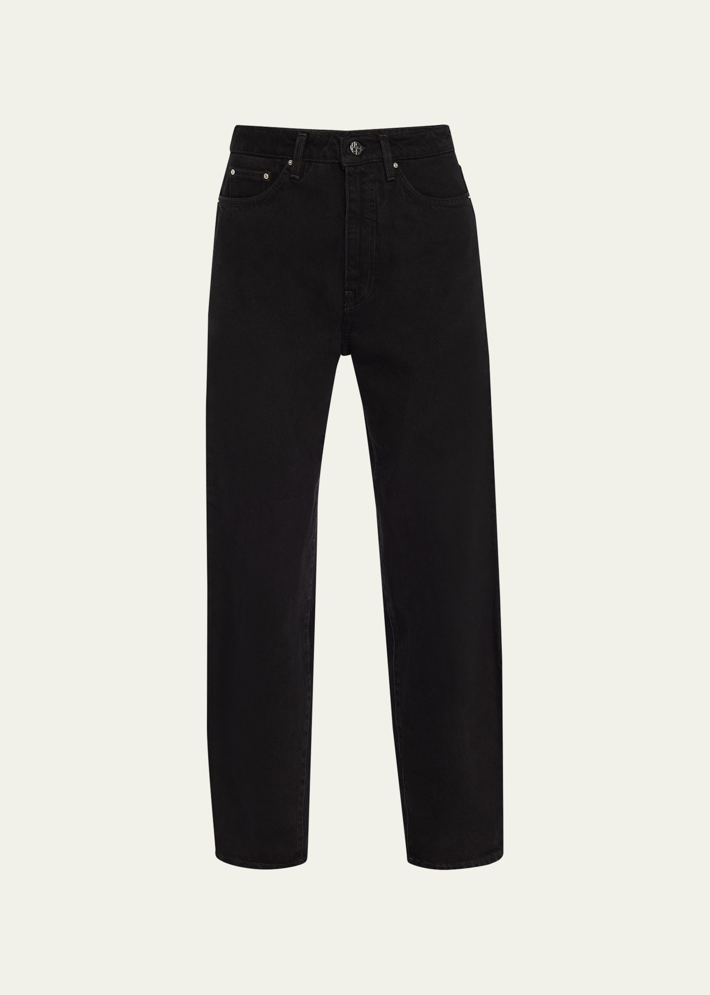 Shop Totême Denim Barrel-leg Cropped Pants In Black