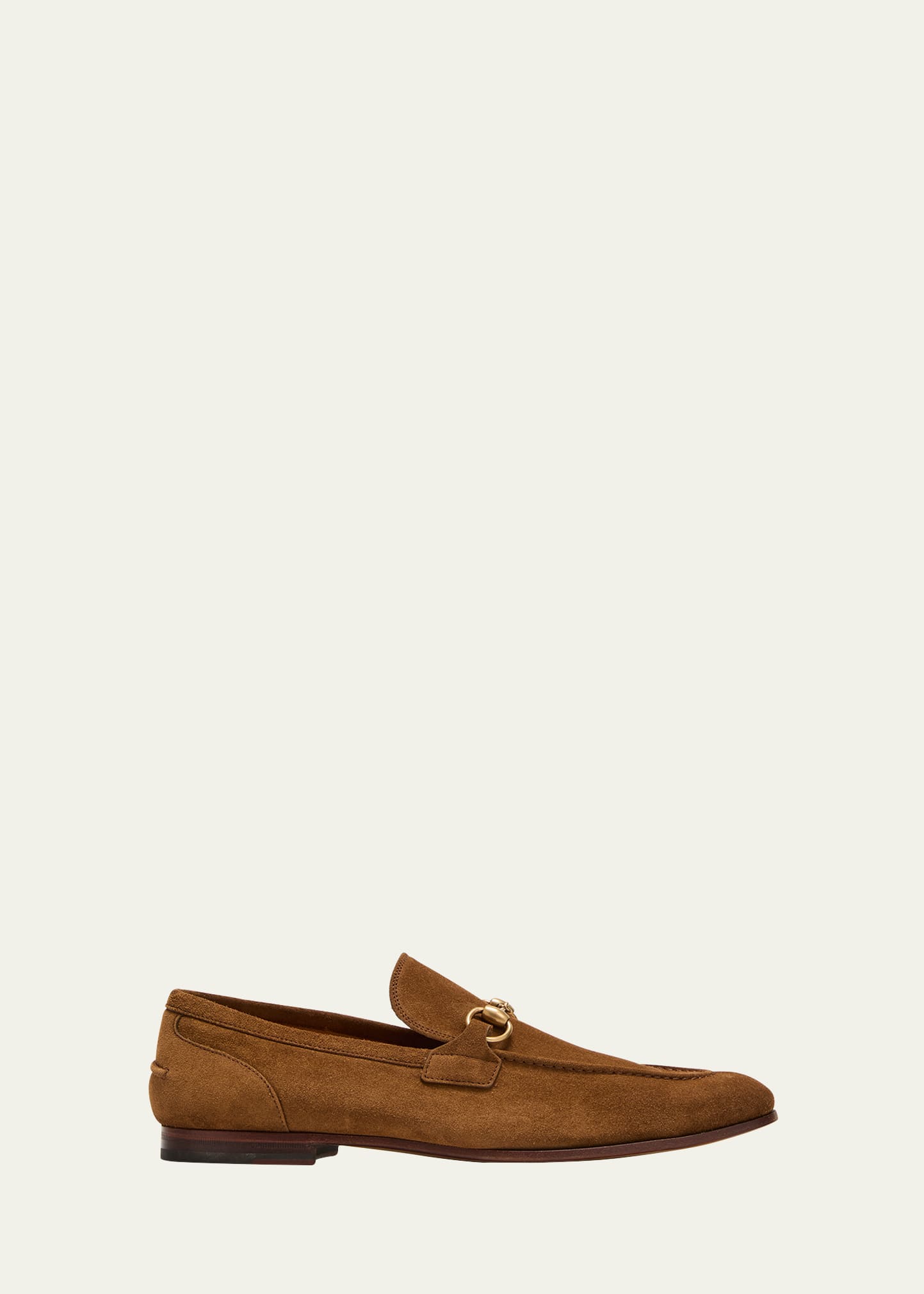 Shop Gucci Men's Jordaan Suede Bit Loafers In Pepper Brown