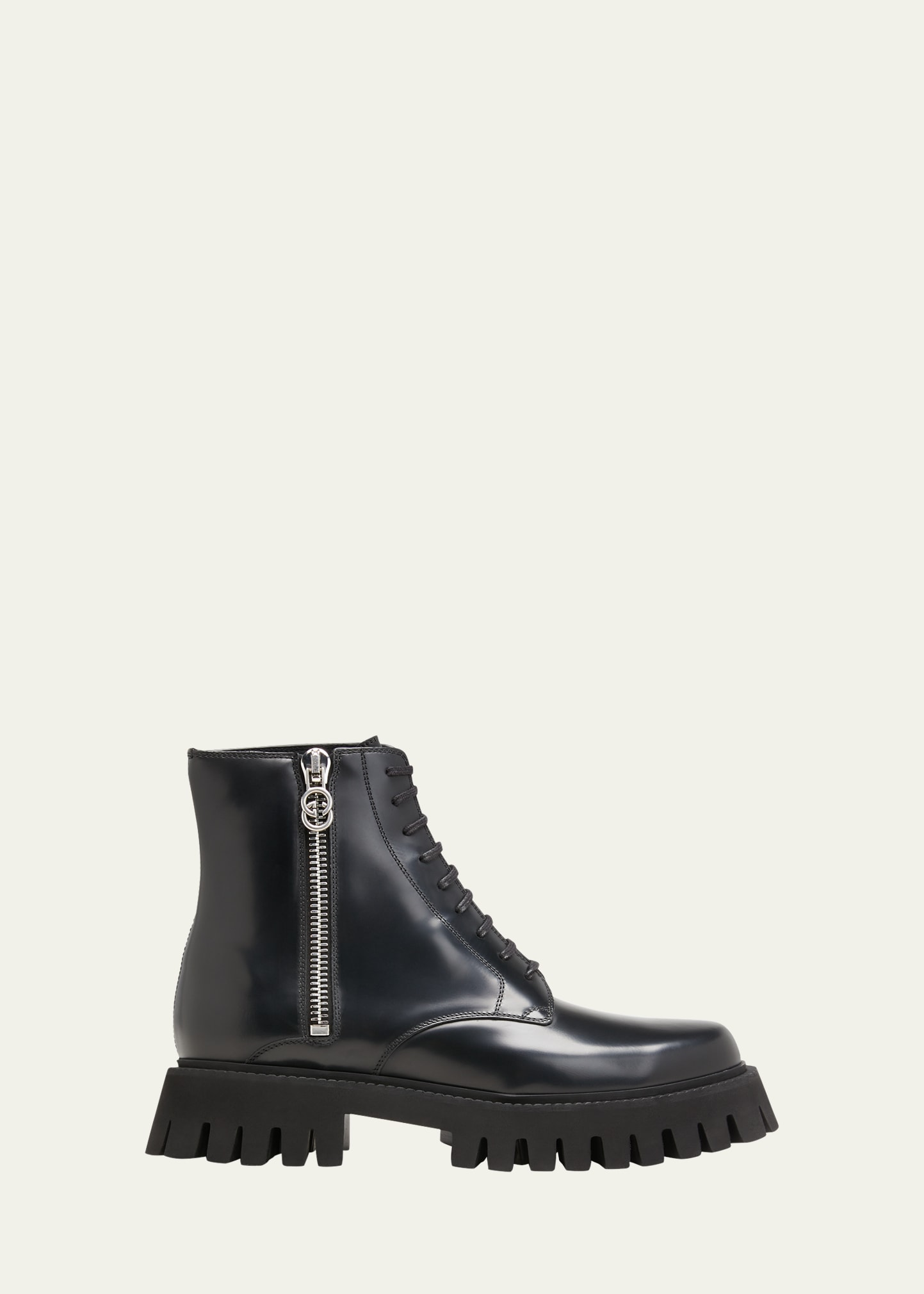 Shop Gucci Men's Novo Lug-sole Combat Boots In Black