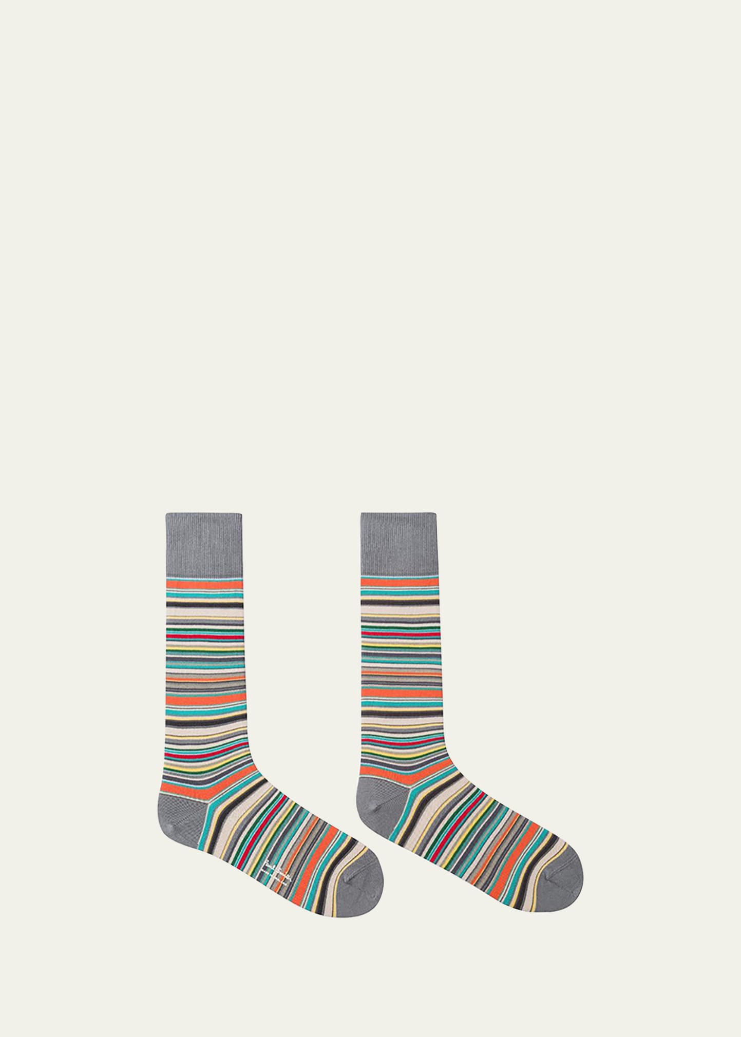 Shop Paul Smith Men's Multi-stripe Socks In Gray Multi