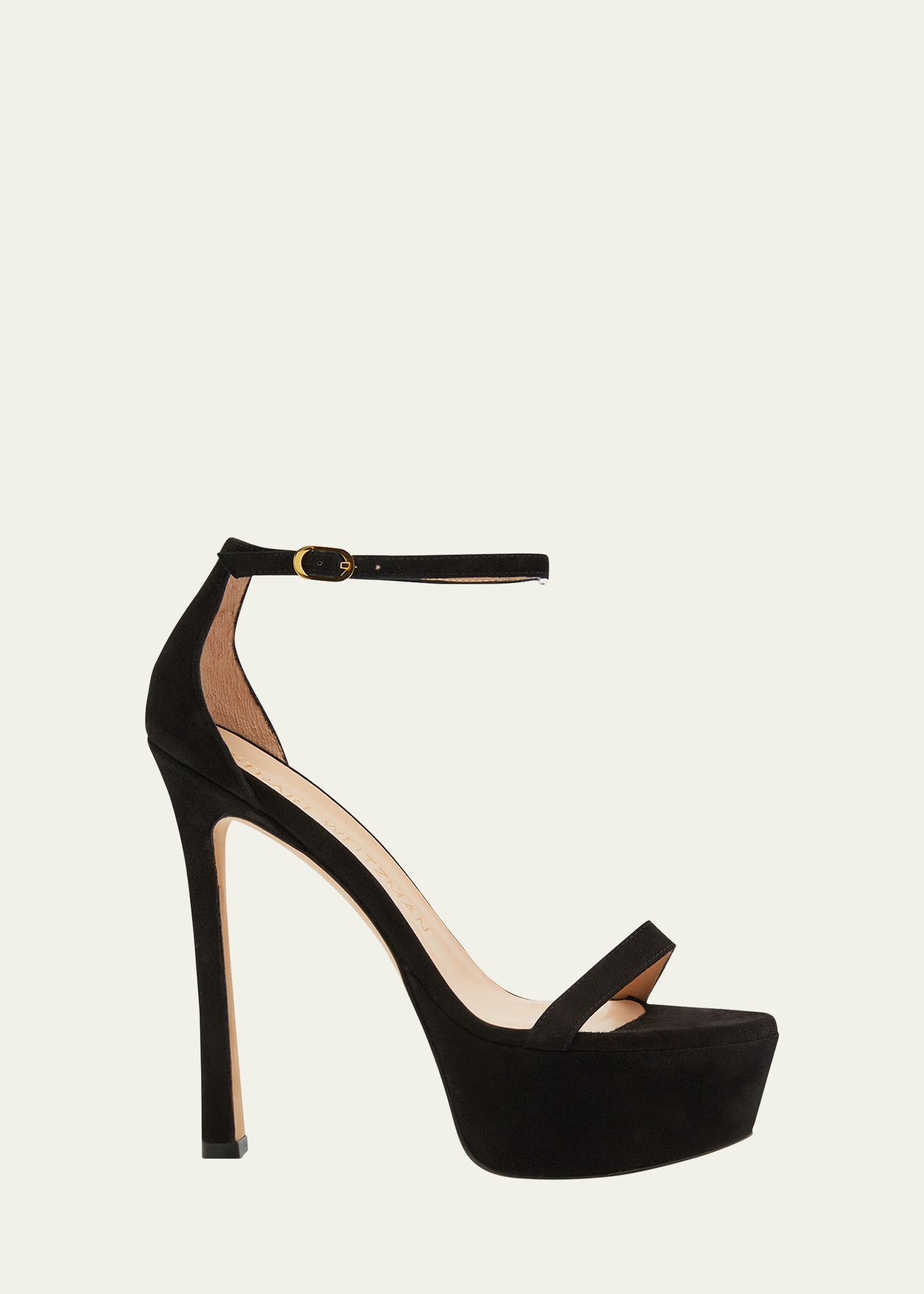 Shop Stuart Weitzman Nudistcurve Hollywood Ankle-strap Platform Sandals In Black