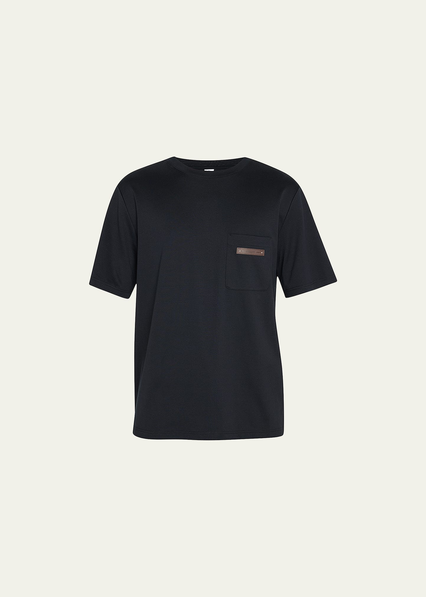 Berluti Men's Leather Tab Crewneck T-Shirt