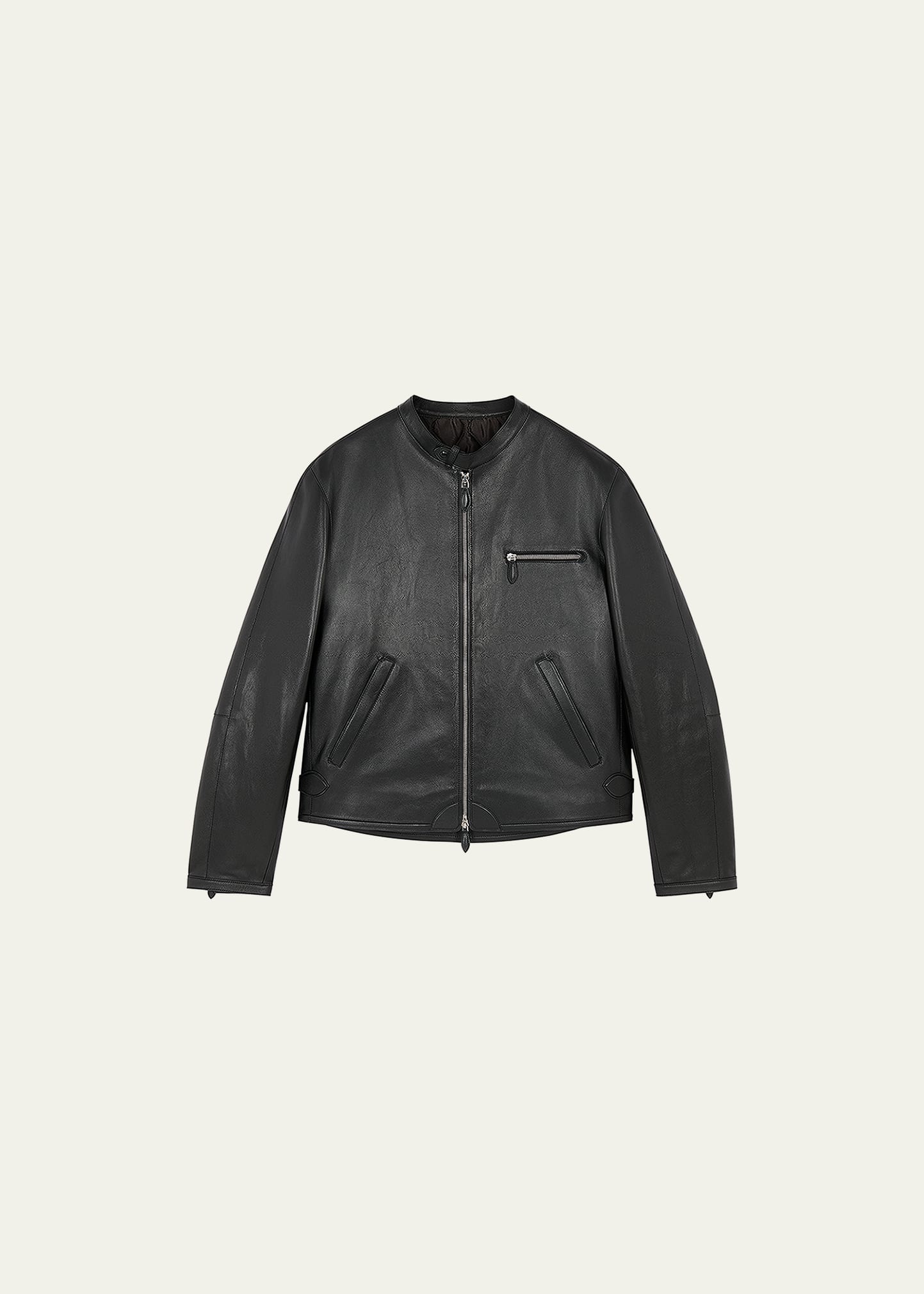 Berluti Men's Grained Leather Biker Jacket