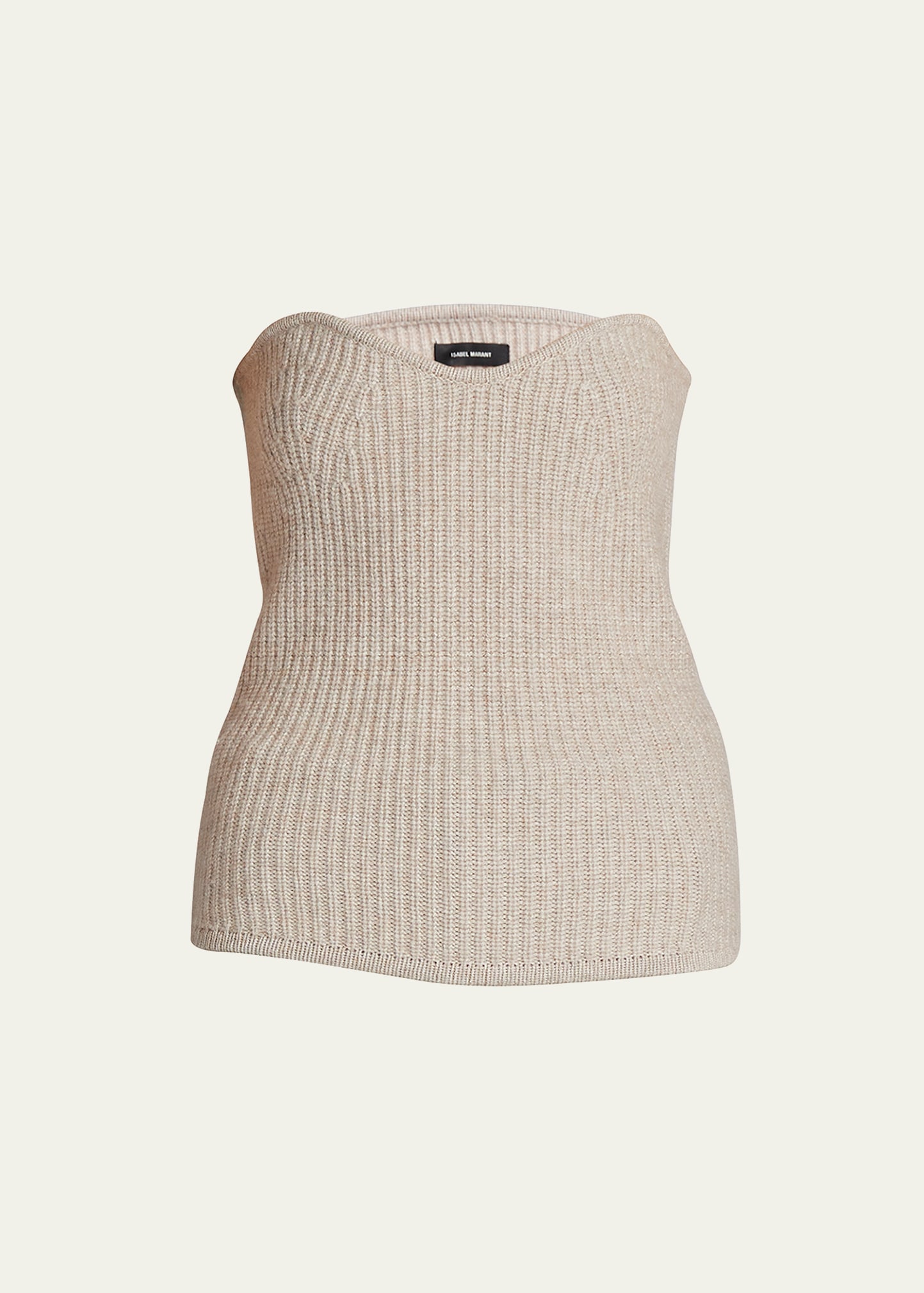 Isabel Marant Blaze Strapless Rib Wool-cashmere Top In Beige