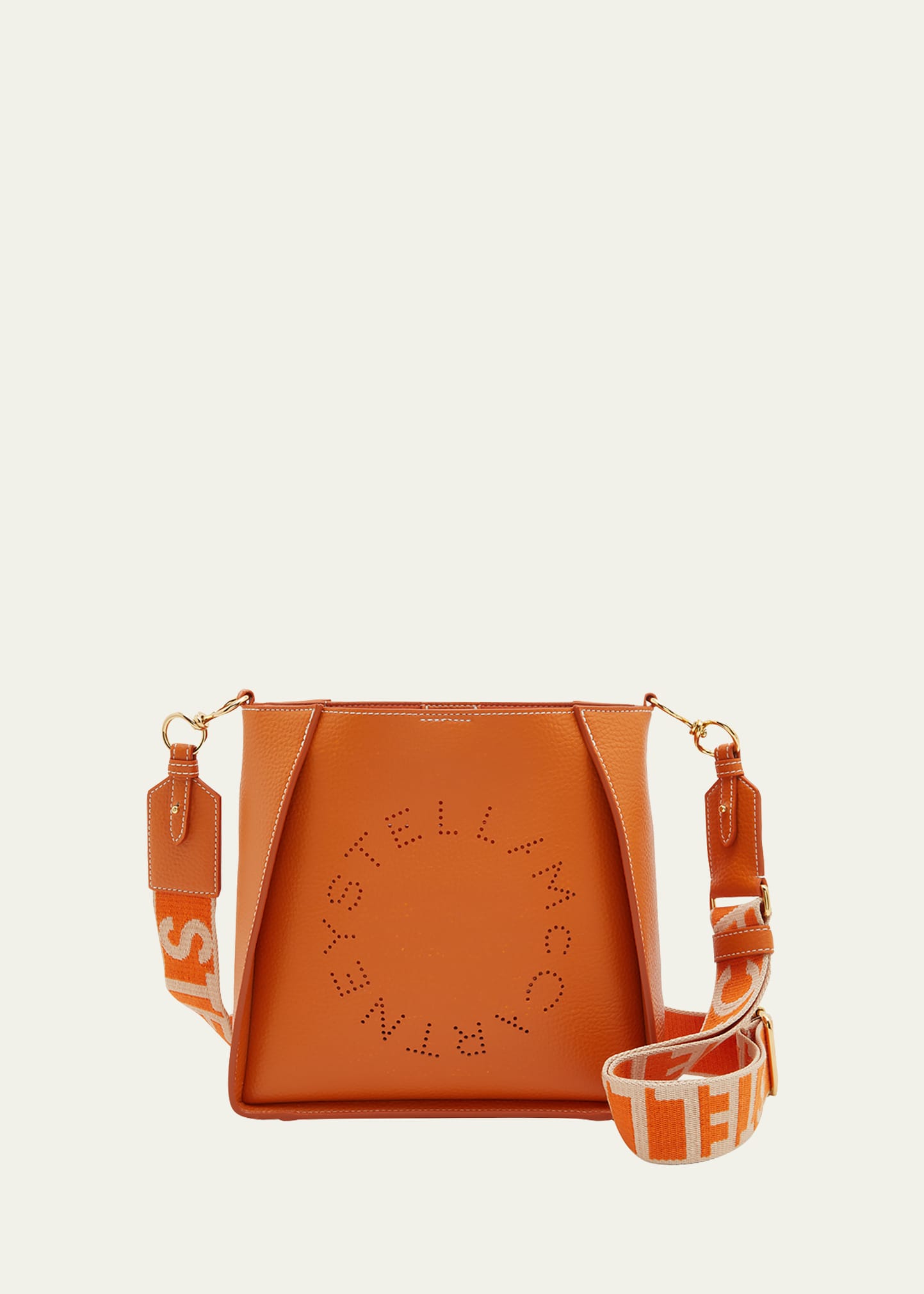 Stella Mccartney Perforated Logo Faux-leather Shoulder Bag In 7500 Orange