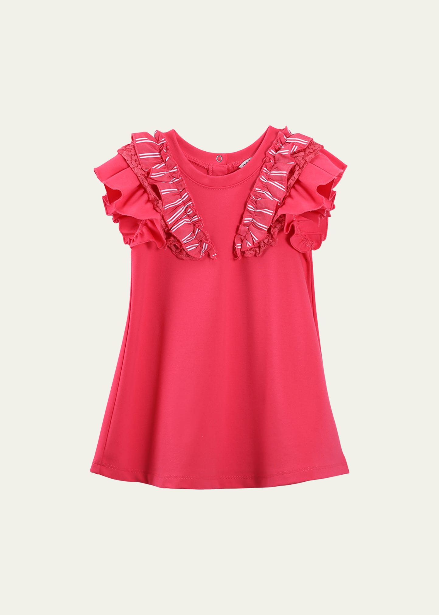 Habitual Kids' Girl's Tiered Ruffle Short Sleeve Dress In Pink