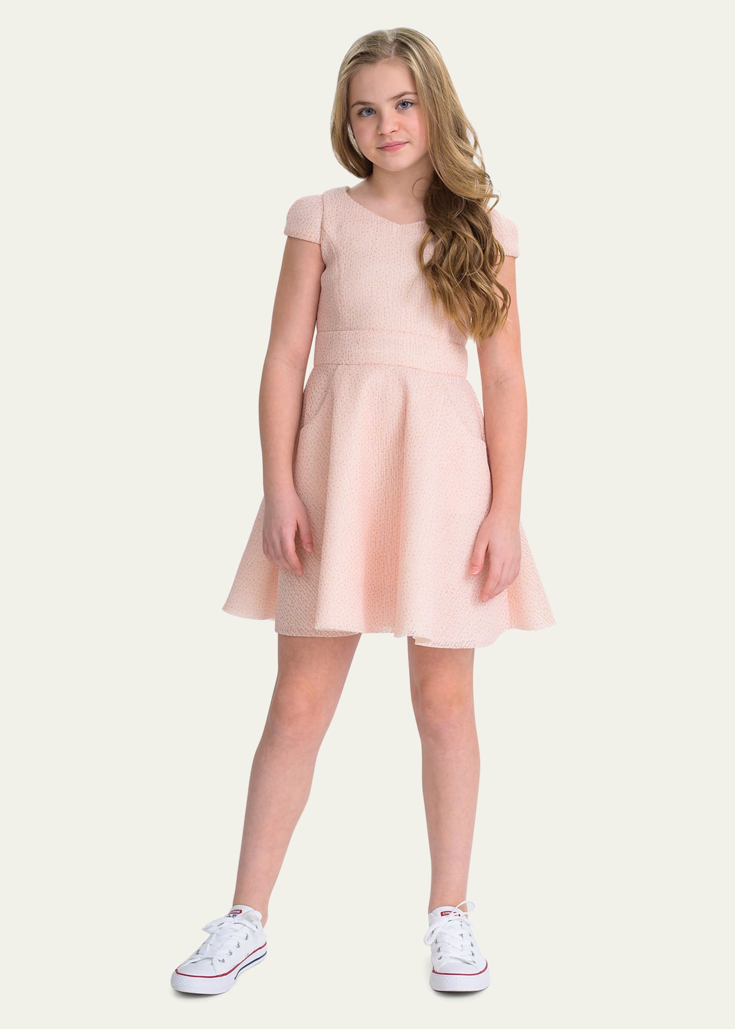 Zoe Kids' Girl's Valerie Short-sleeve Inside-pocket Dress In Pink