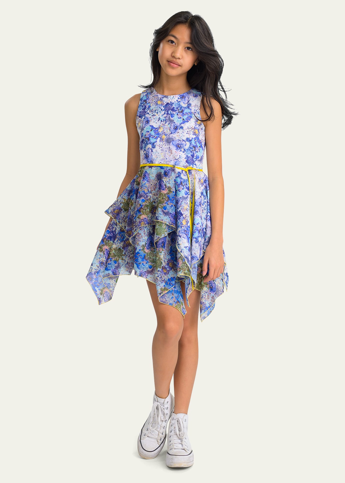 Zoe Kids' Girl's Nichole Printed Handkerchief Dress In Blue