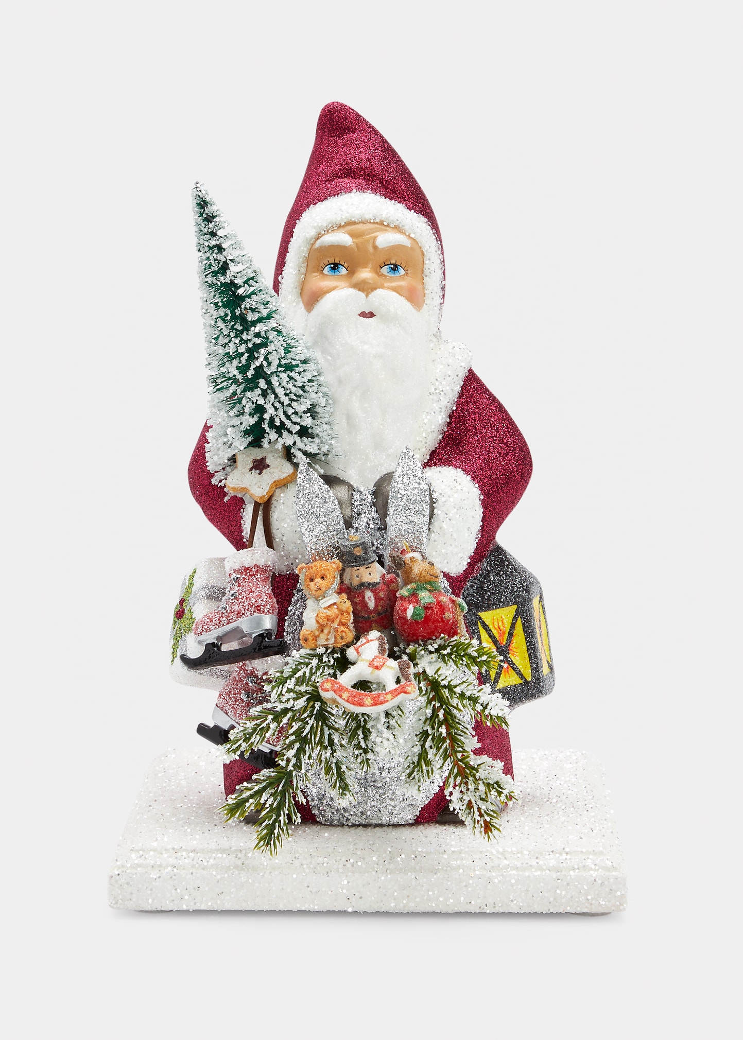 Glitter Gift Bag Santa Figurine