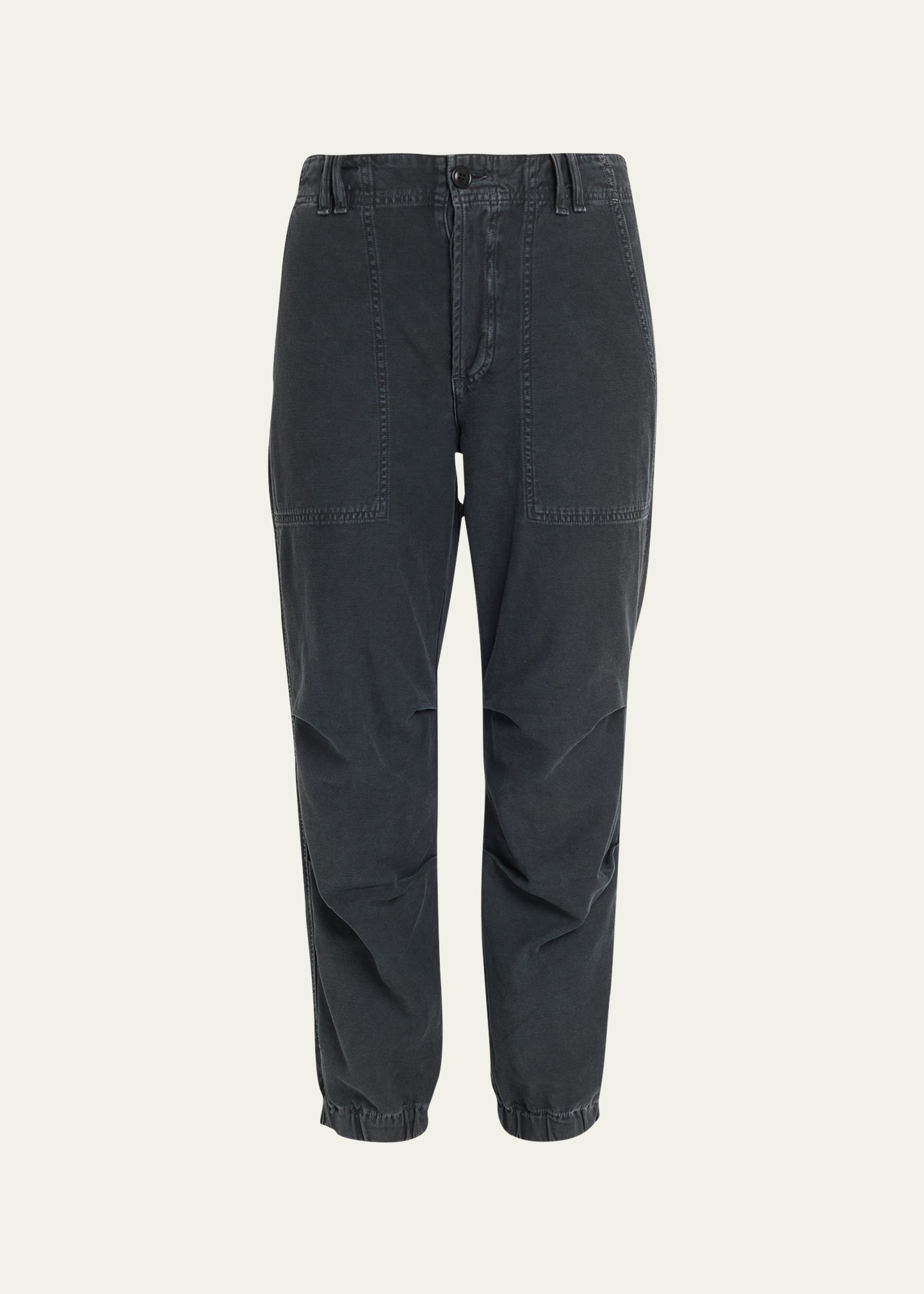 Citizens Of Humanity Agnit Sateen Cropped Utility Trousers In Washed Black W