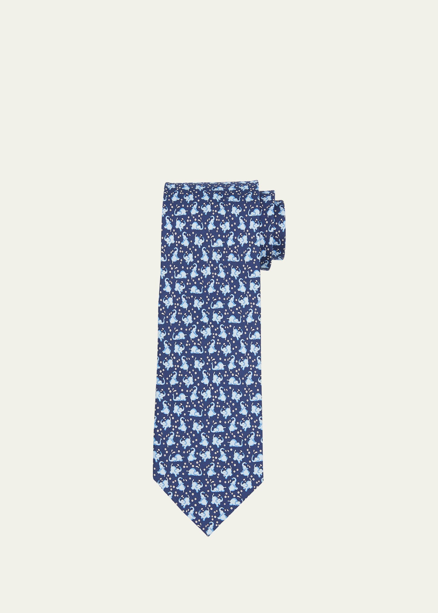 Men's Pumbo Elephant-Print Silk Tie