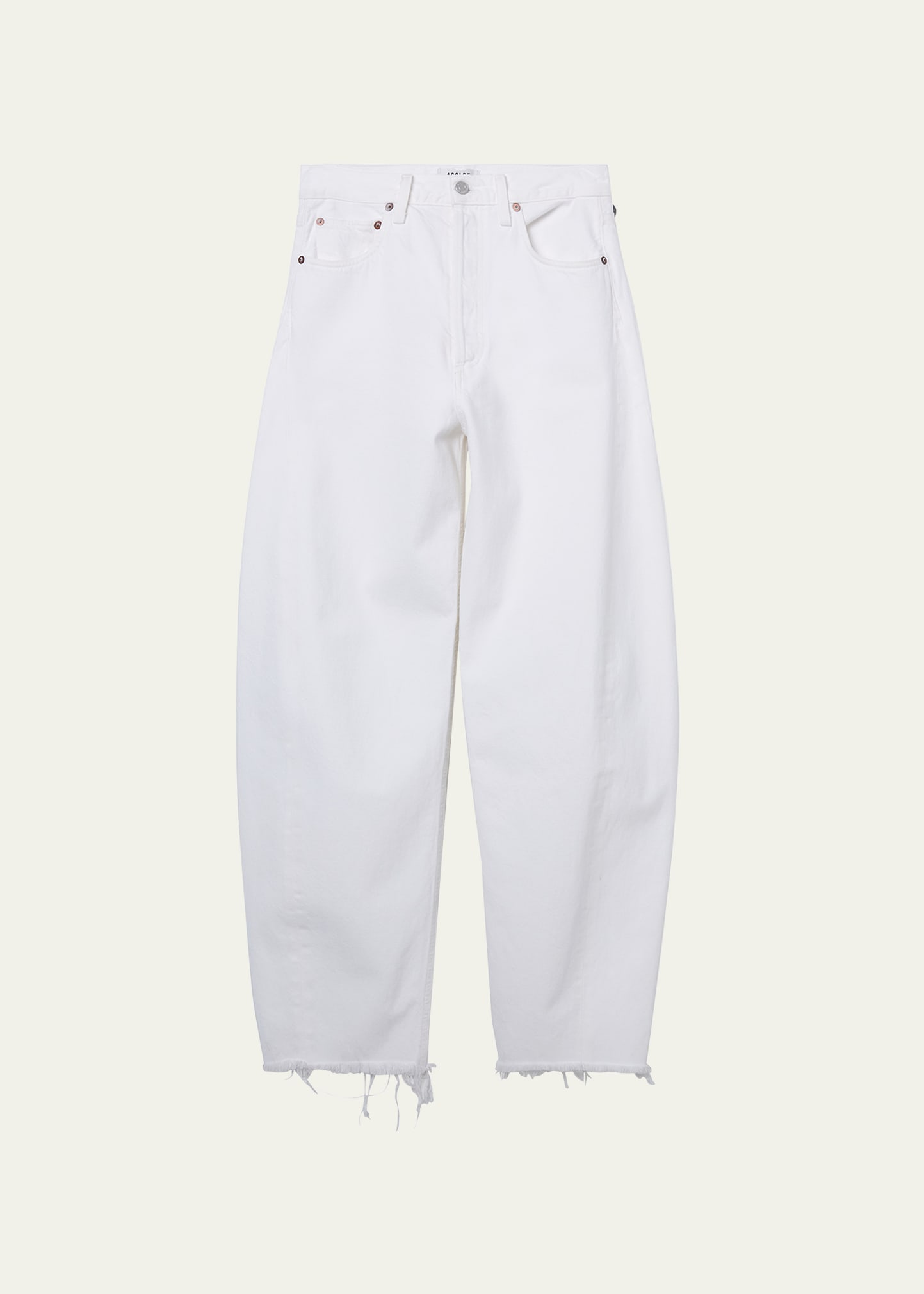 Shop Agolde Luna Tapered Raw Hem Jeans In Element (white)