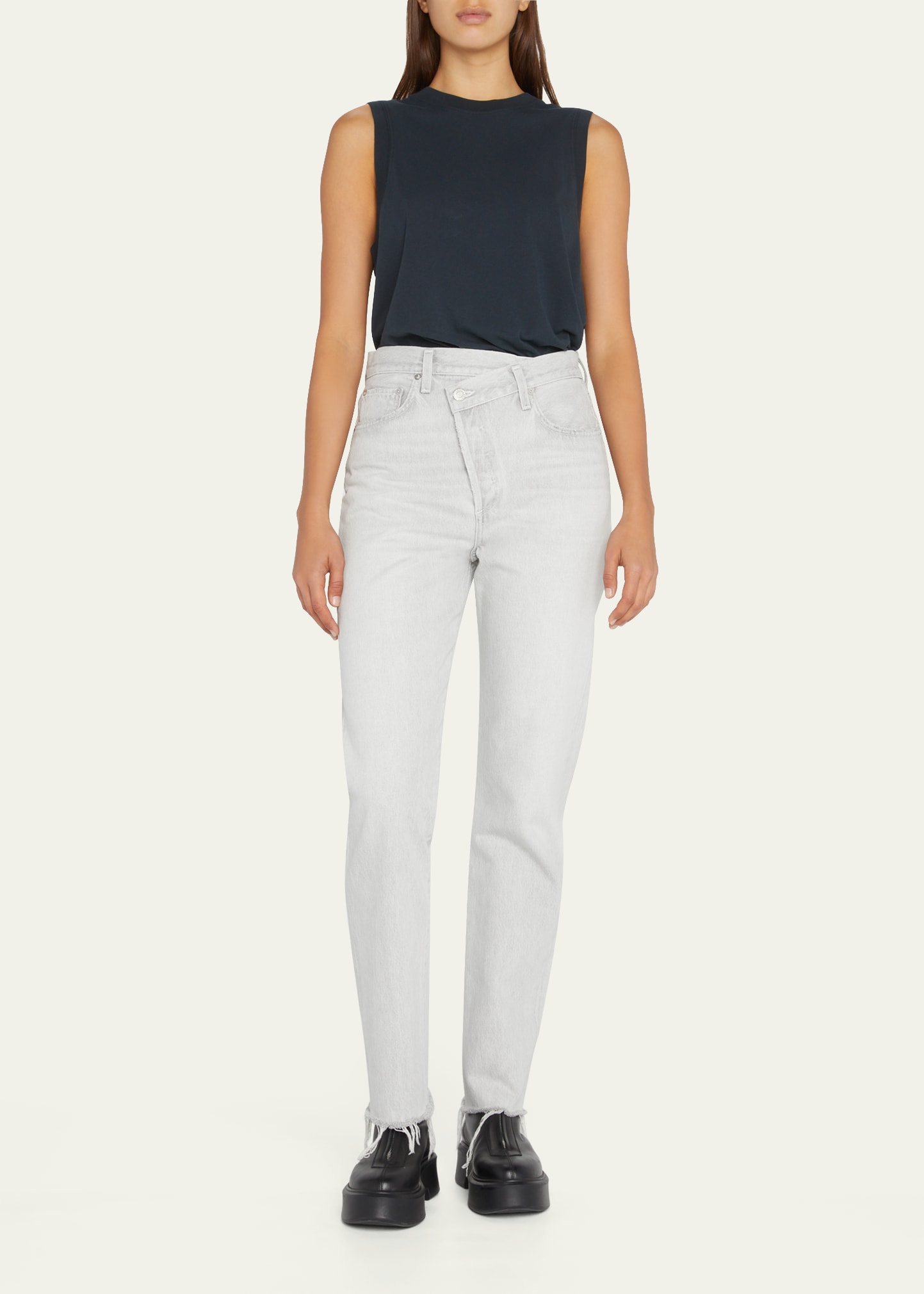 Agolde Amara Crewneck Muscle Tee In Parfait (pale G